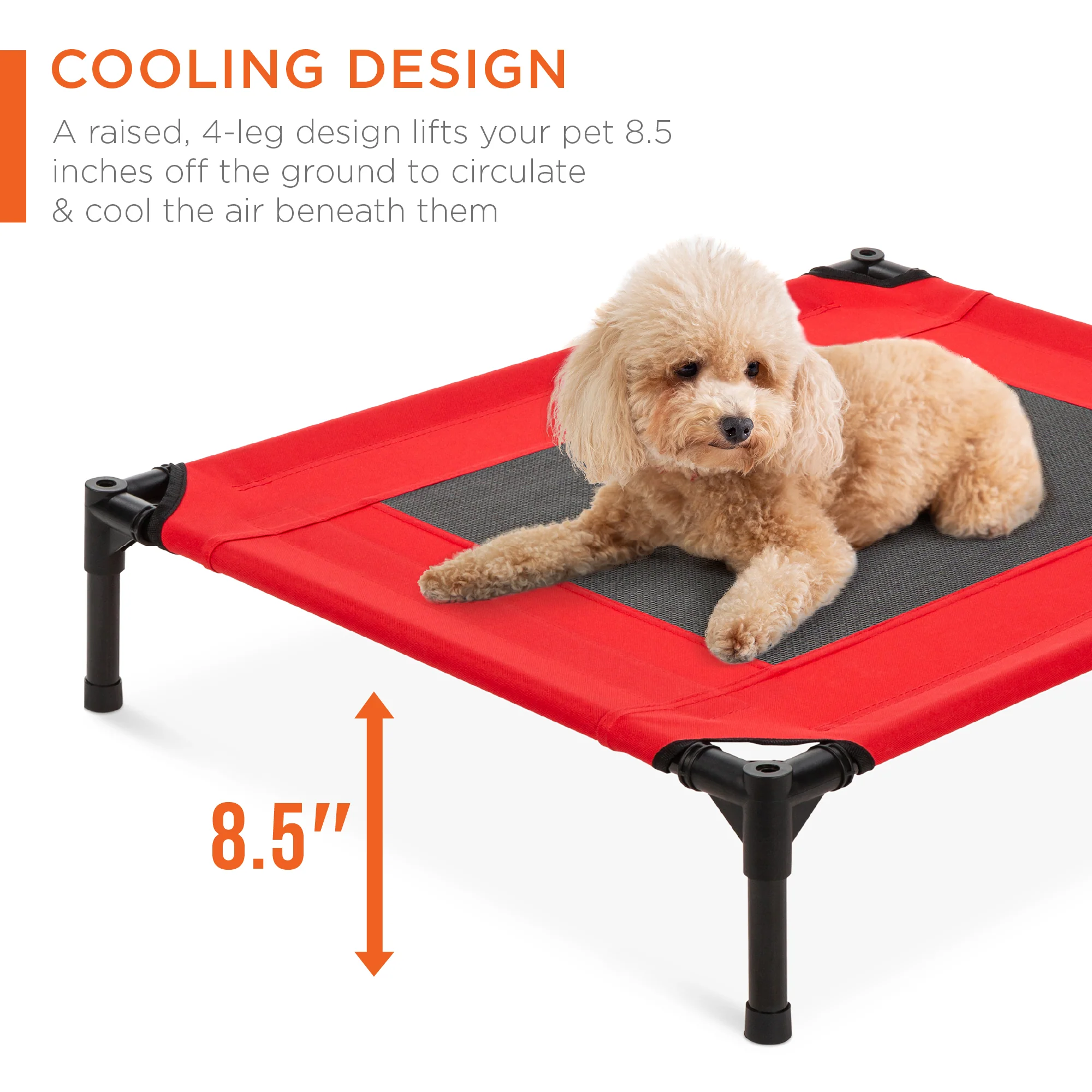 Elevated Cooling Dog Bed, Outdoor Pet Cot w/ Canopy, Carry Bag - 30in - Image 10