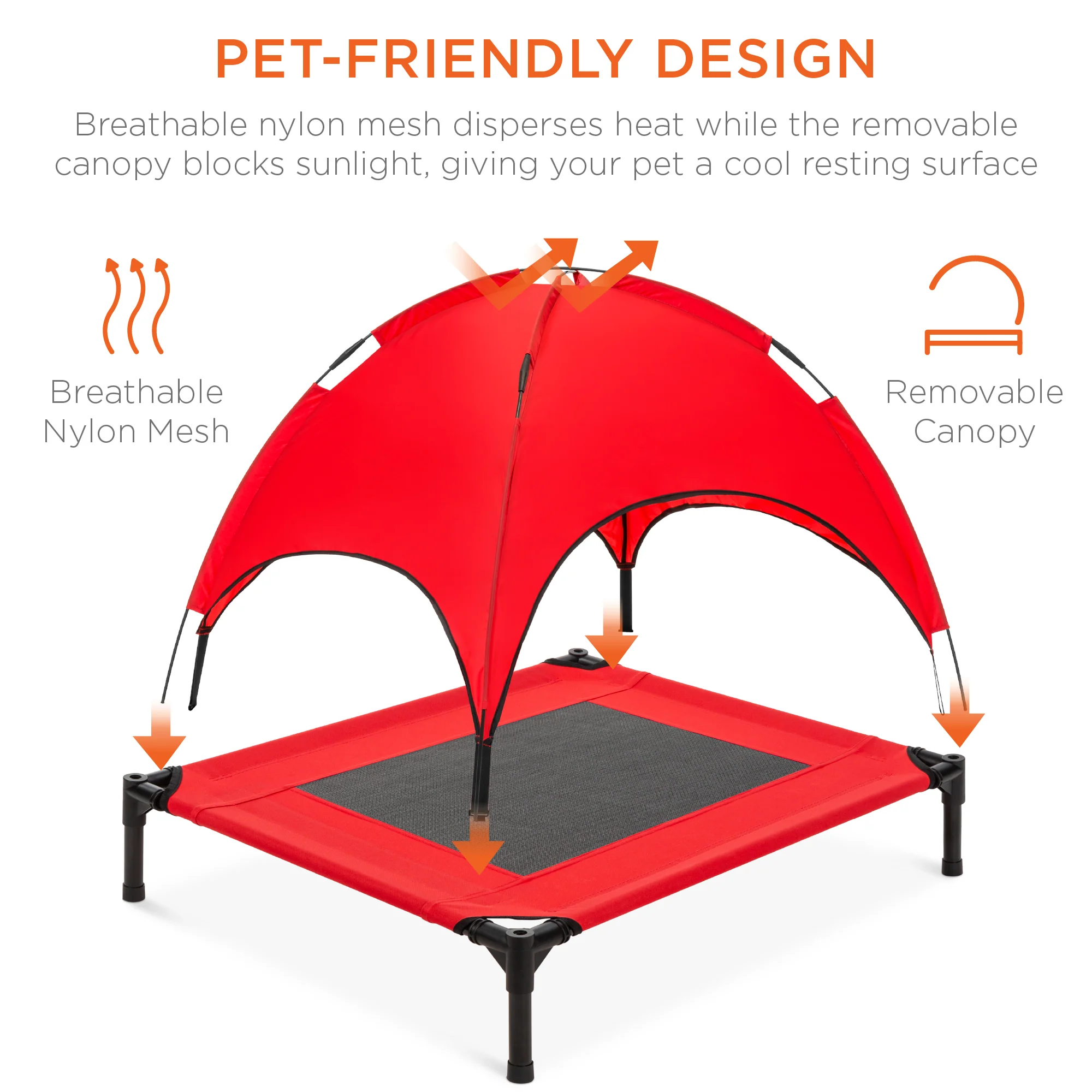 Elevated Cooling Dog Bed, Outdoor Pet Cot w/ Canopy, Carry Bag - 30in - Image 11