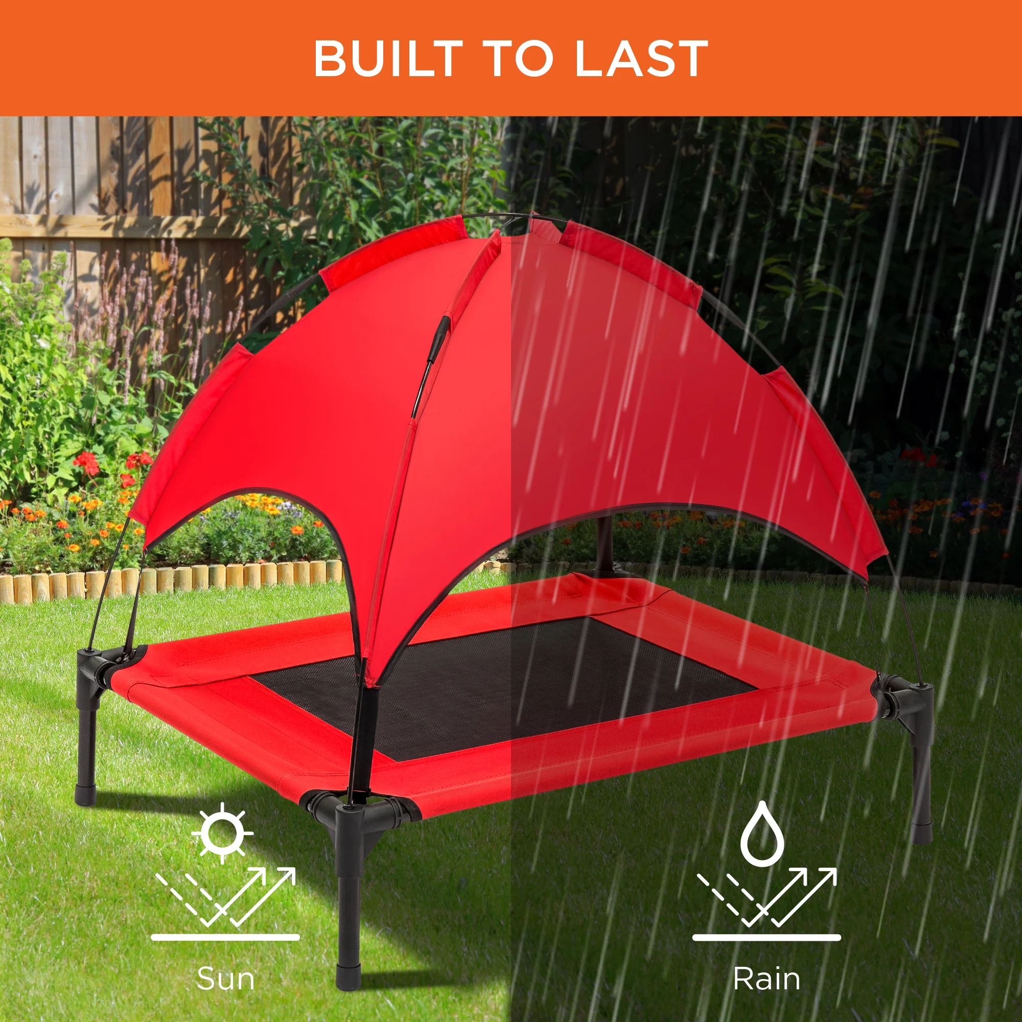 Elevated Cooling Dog Bed, Outdoor Pet Cot w/ Canopy, Carry Bag - 30in - Image 12