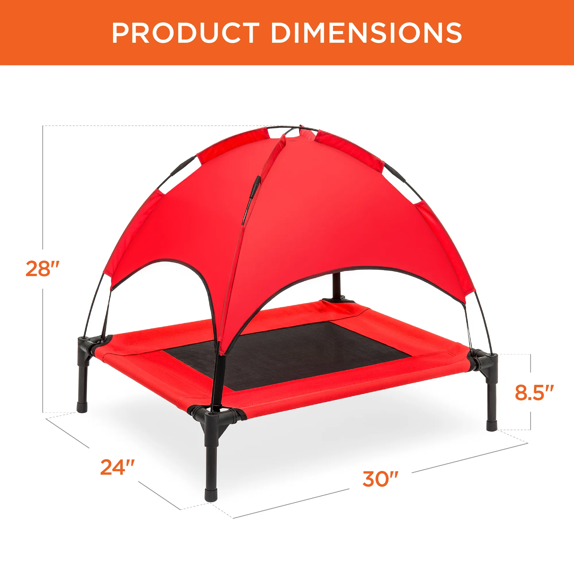 Elevated Cooling Dog Bed, Outdoor Pet Cot w/ Canopy, Carry Bag - 30in - Image 14
