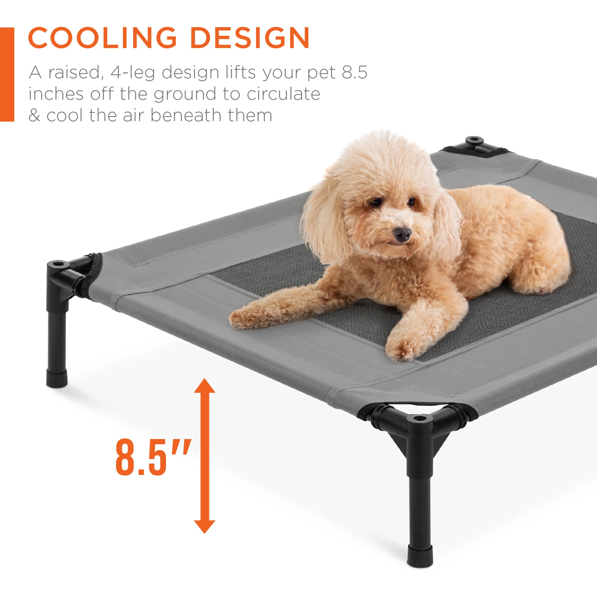 Elevated Cooling Dog Bed, Outdoor Pet Cot w/ Canopy, Carry Bag - 30in - Image 3