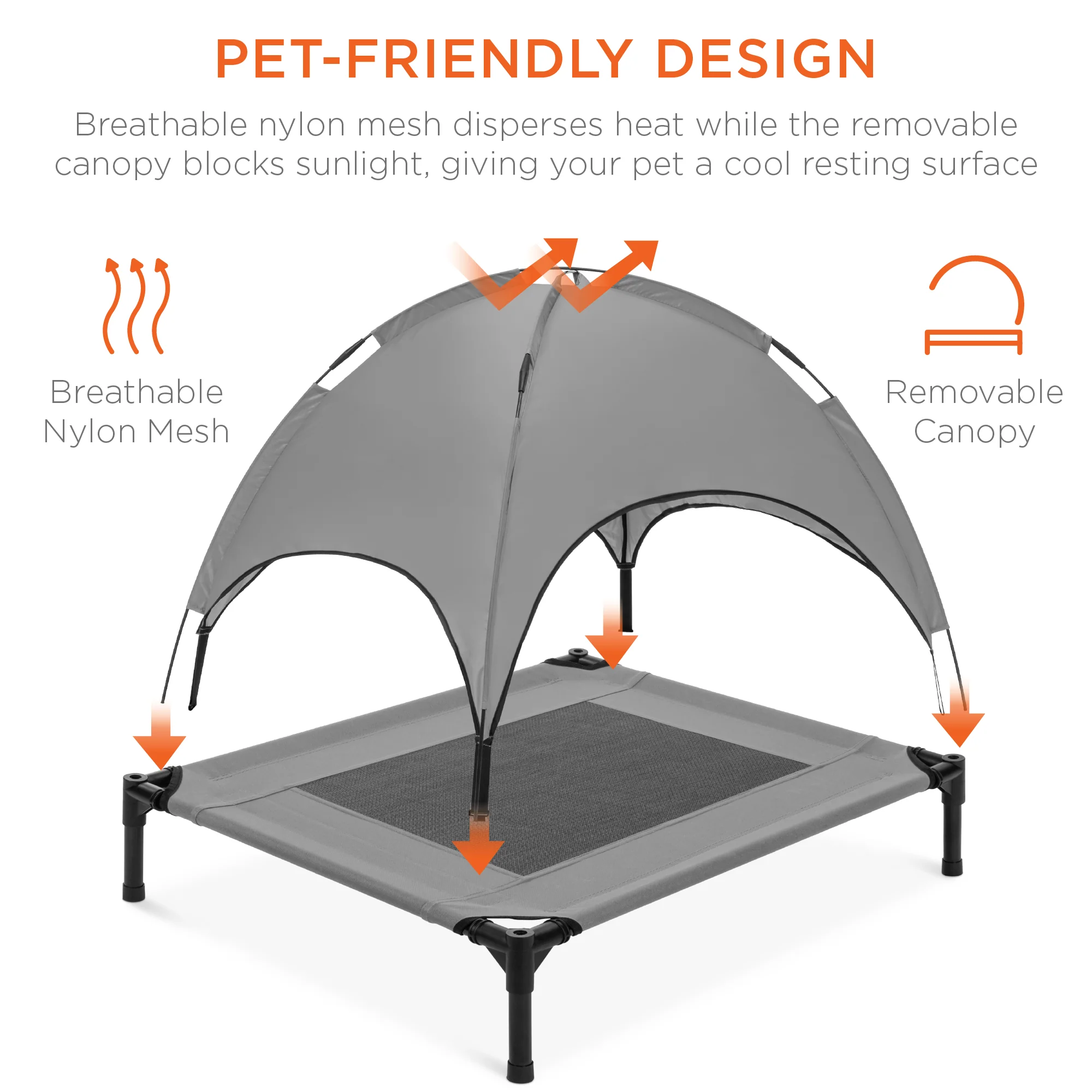 Elevated Cooling Dog Bed, Outdoor Pet Cot w/ Canopy, Carry Bag - 30in - Image 4