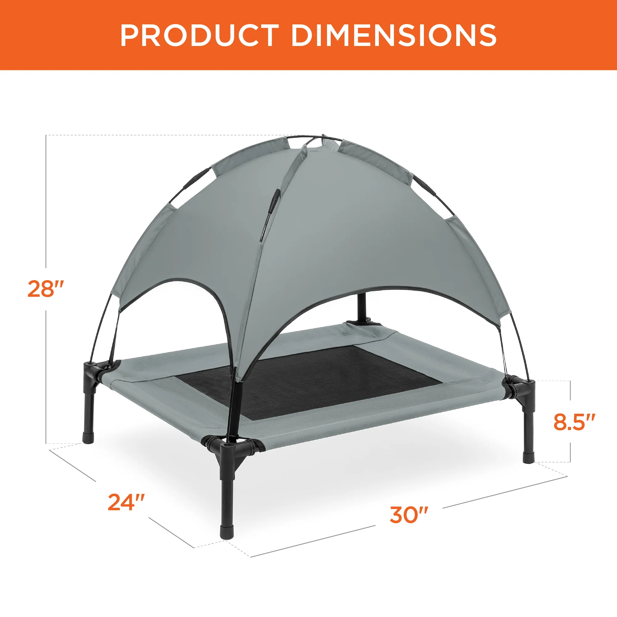 Elevated Cooling Dog Bed, Outdoor Pet Cot w/ Canopy, Carry Bag - 30in - Image 7