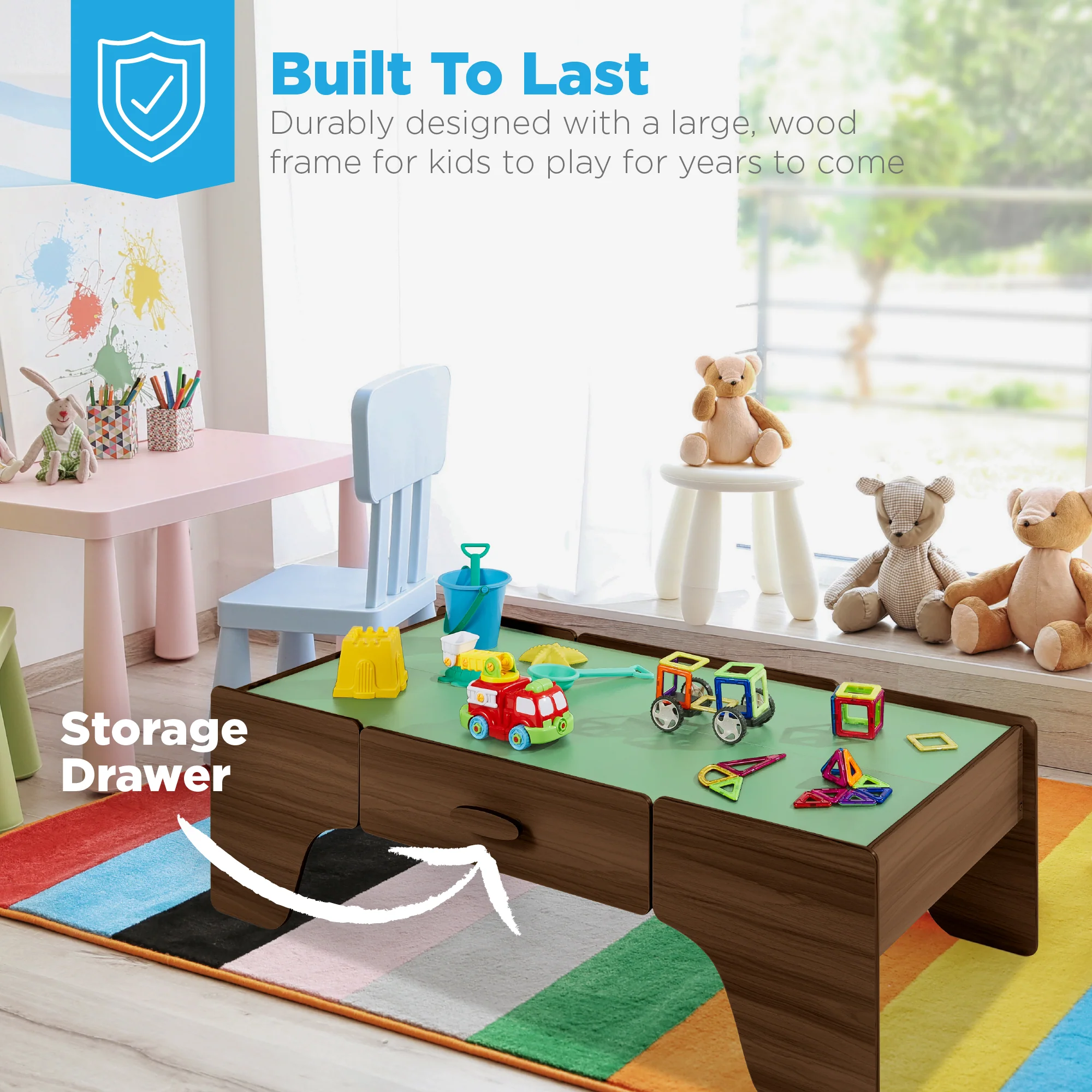 70-Piece Train Table, Large Multipurpose Playset w/ Reversible Table Top - Image 5