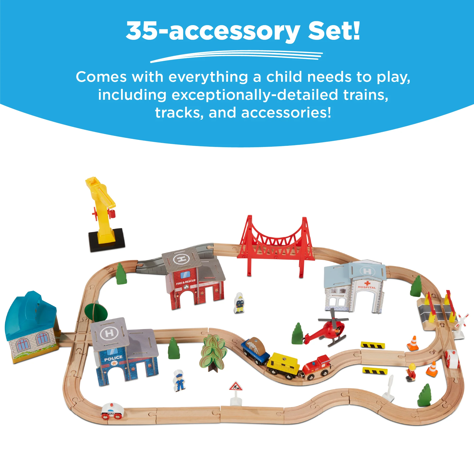 70-Piece Train Table, Large Multipurpose Playset w/ Reversible Table Top - Image 3
