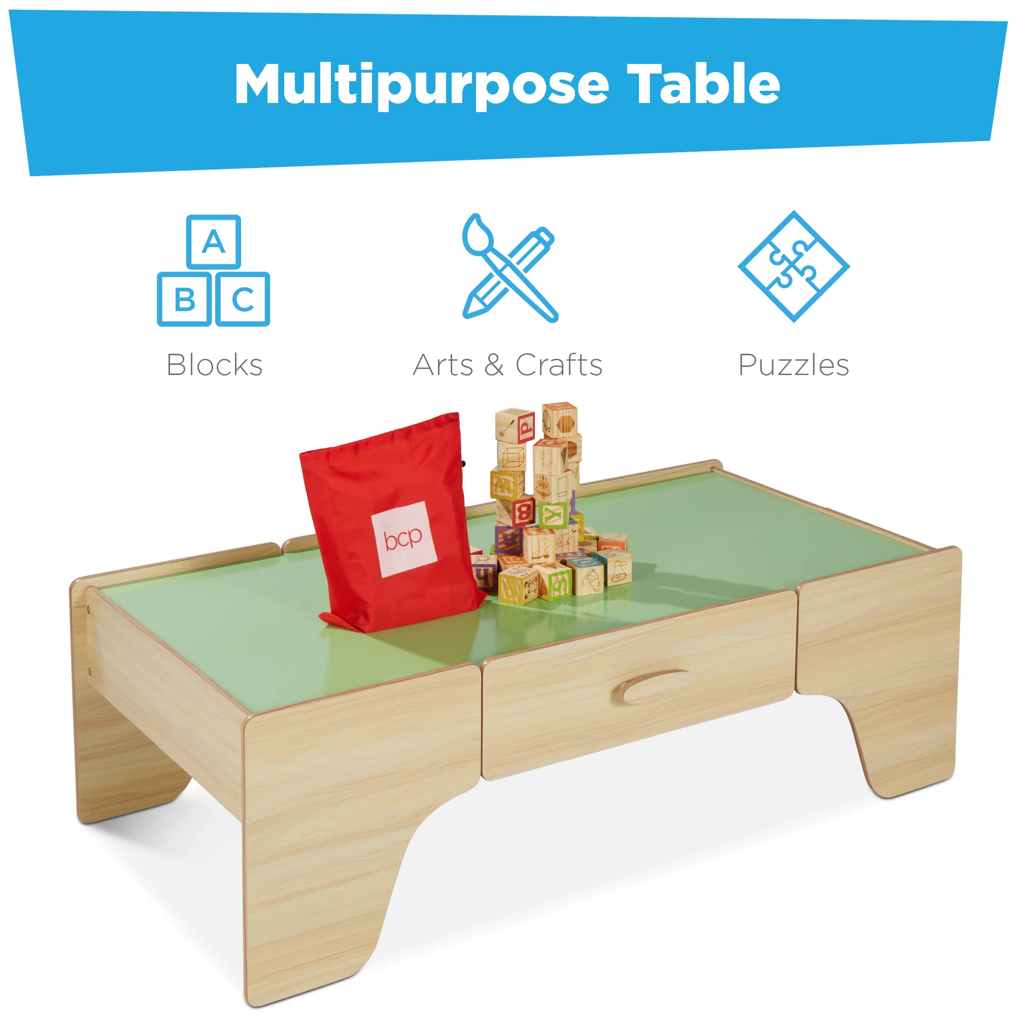 70-Piece Train Table, Large Multipurpose Playset w/ Reversible Table Top - Image 6