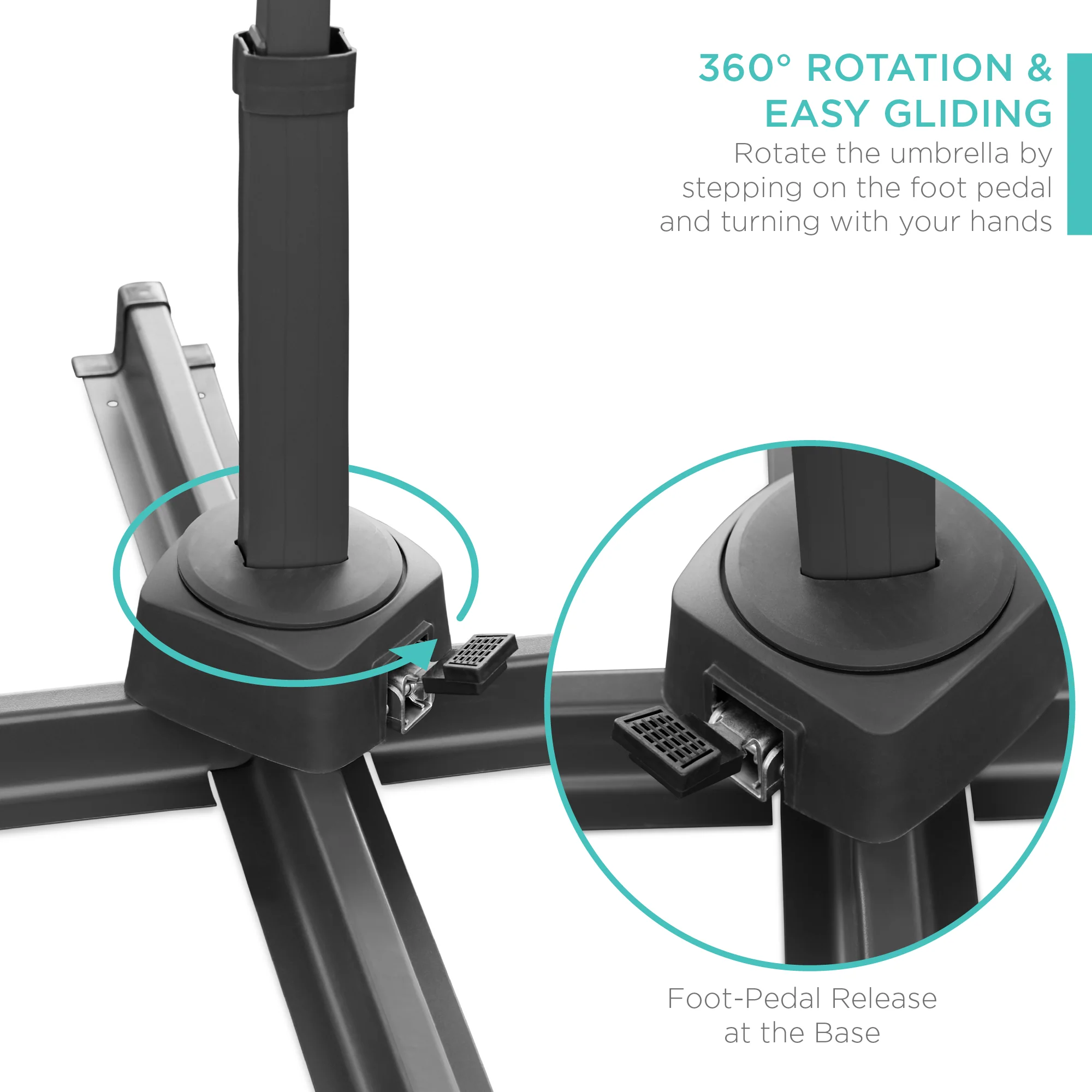 360-Degree Solar LED Cantilever Offset Patio Umbrella w/ Tilt - 10ft - Image 100