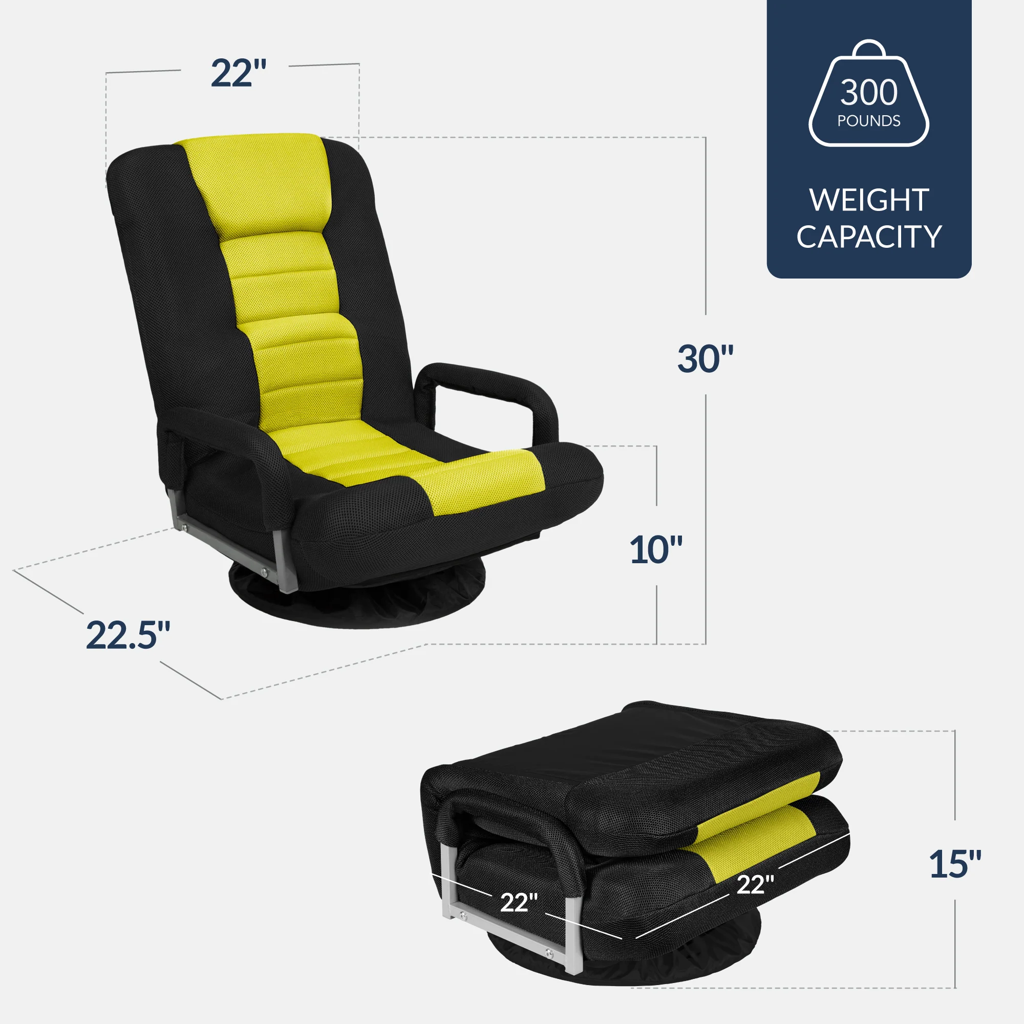 Gaming Floor Chair w/ 360-Degree Swivel, Armrest, Adjustable Backrest - Image 115