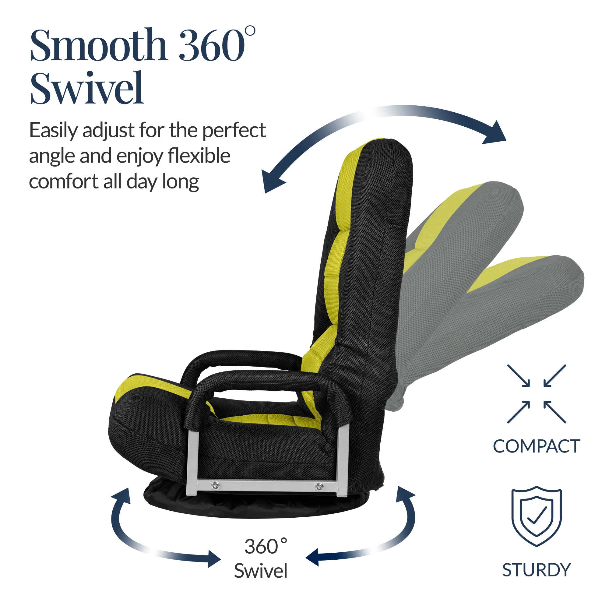 Gaming Floor Chair w/ 360-Degree Swivel, Armrest, Adjustable Backrest - Image 118