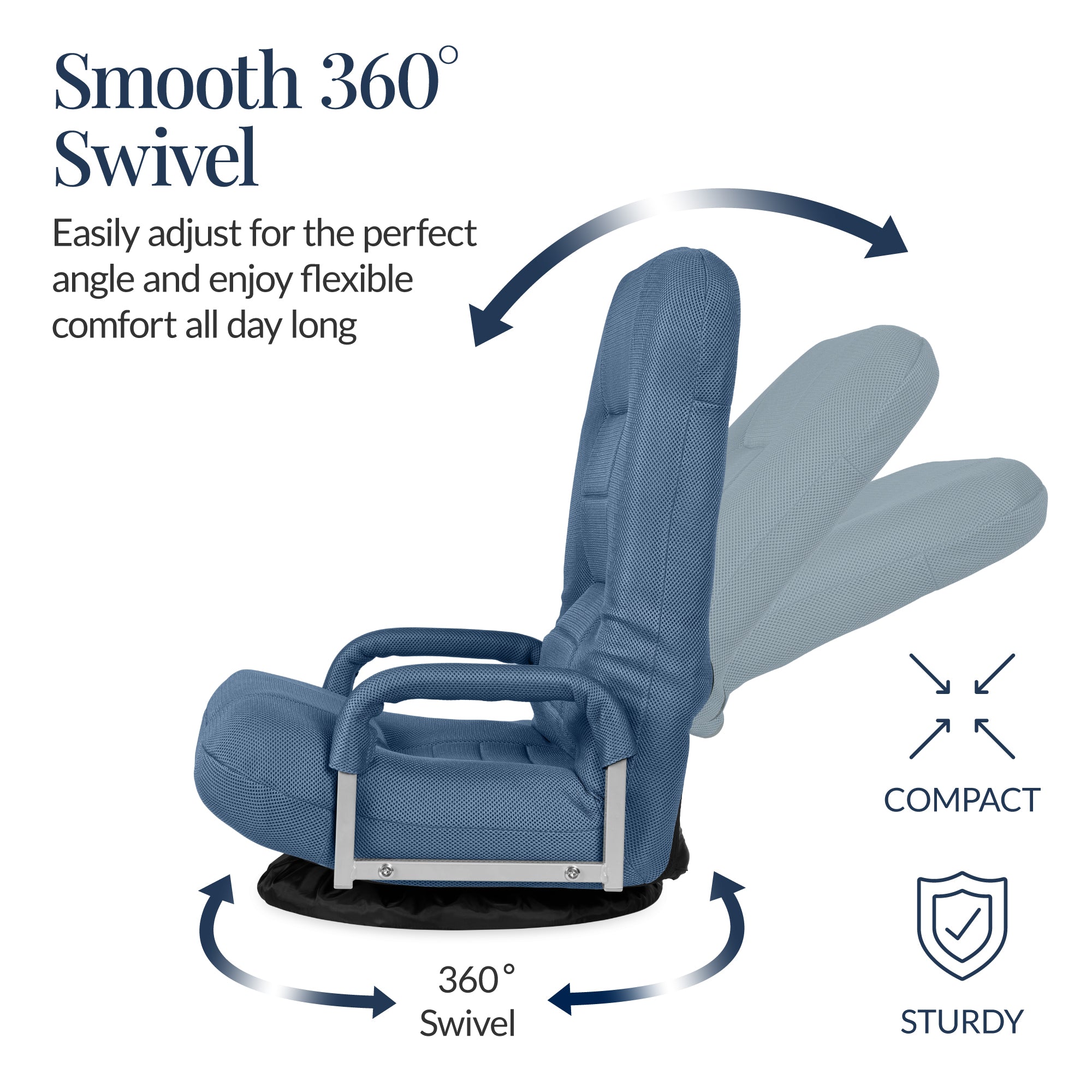 Gaming Floor Chair w/ 360-Degree Swivel, Armrest, Adjustable Backrest - Image 14