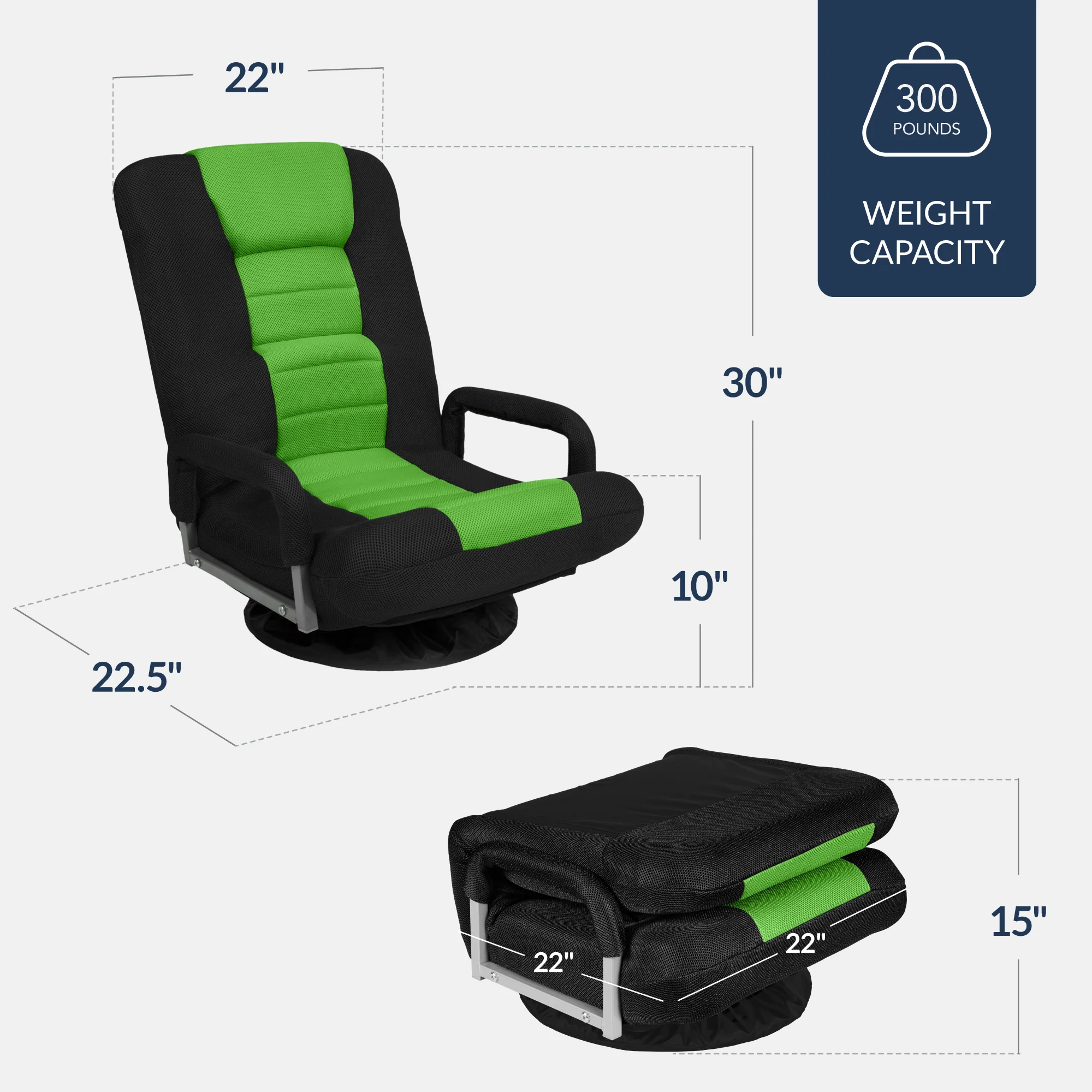 Gaming Floor Chair w/ 360-Degree Swivel, Armrest, Adjustable Backrest - Image 142