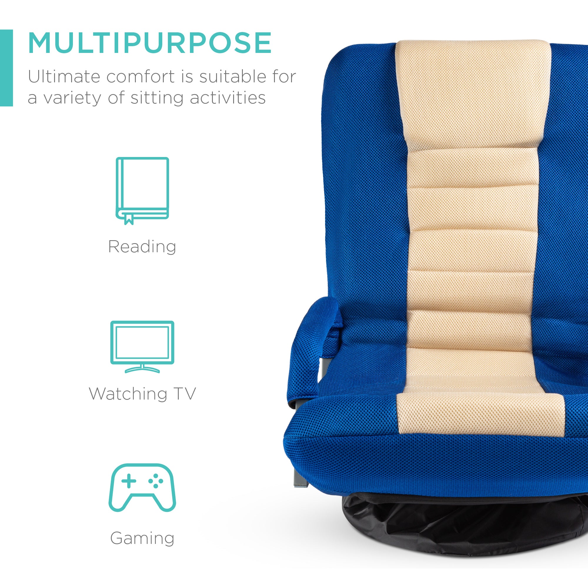 Gaming Floor Chair w/ 360-Degree Swivel, Armrest, Adjustable Backrest - Image 30