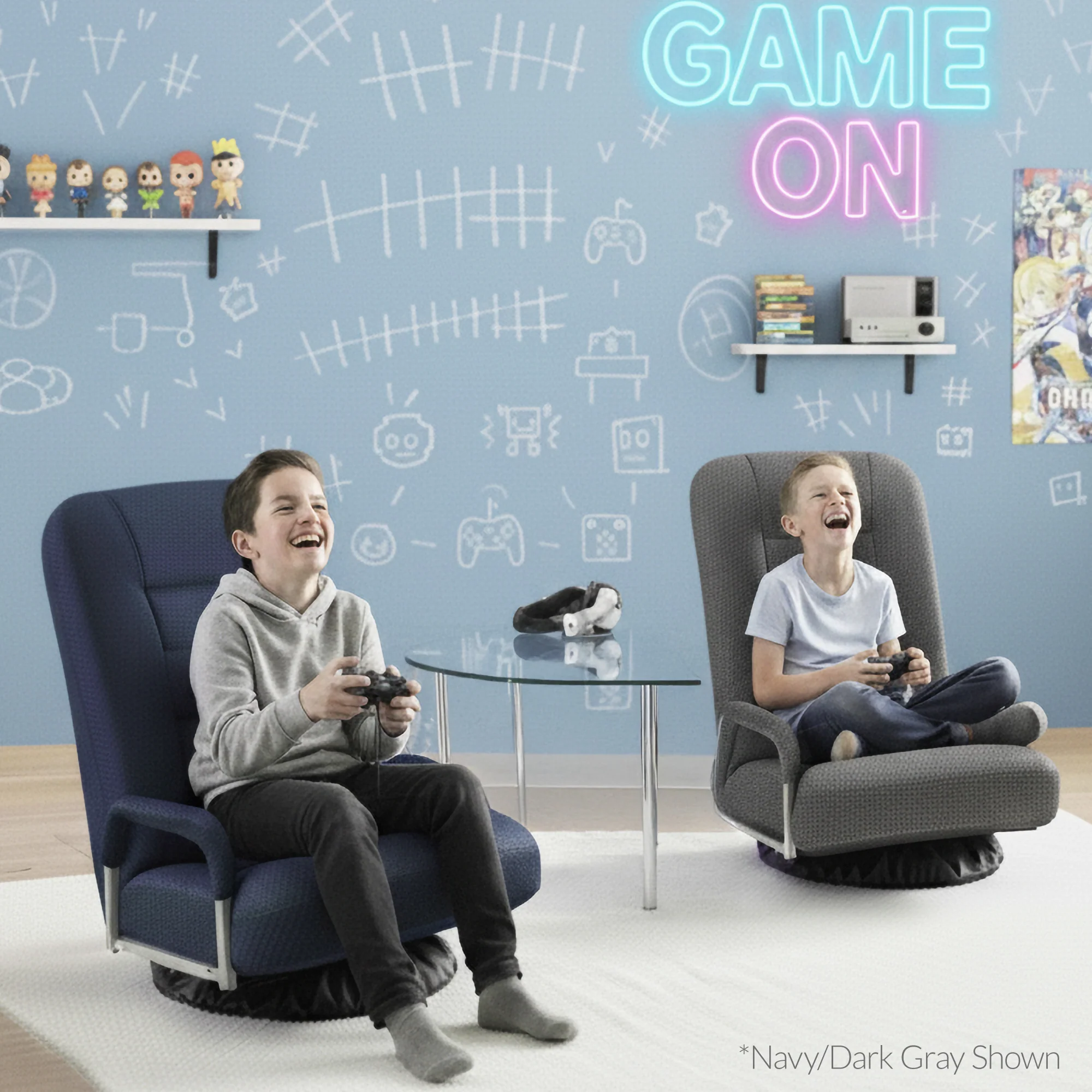 Gaming Floor Chair w/ 360-Degree Swivel, Armrest, Adjustable Backrest - Image 42