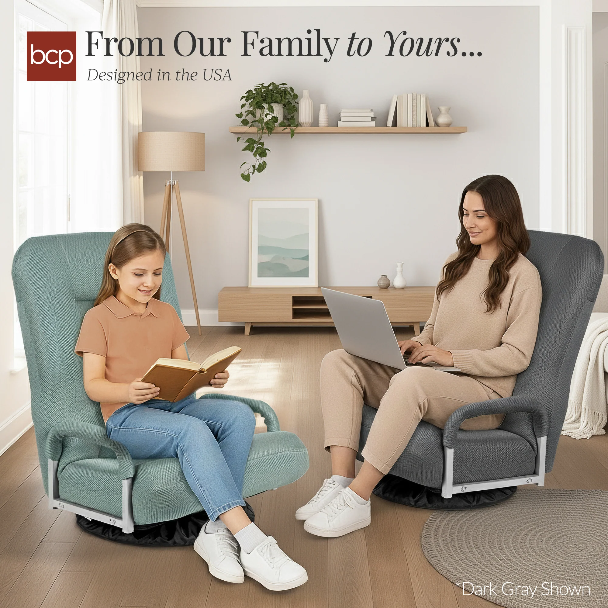 Gaming Floor Chair w/ 360-Degree Swivel, Armrest, Adjustable Backrest - Image 50