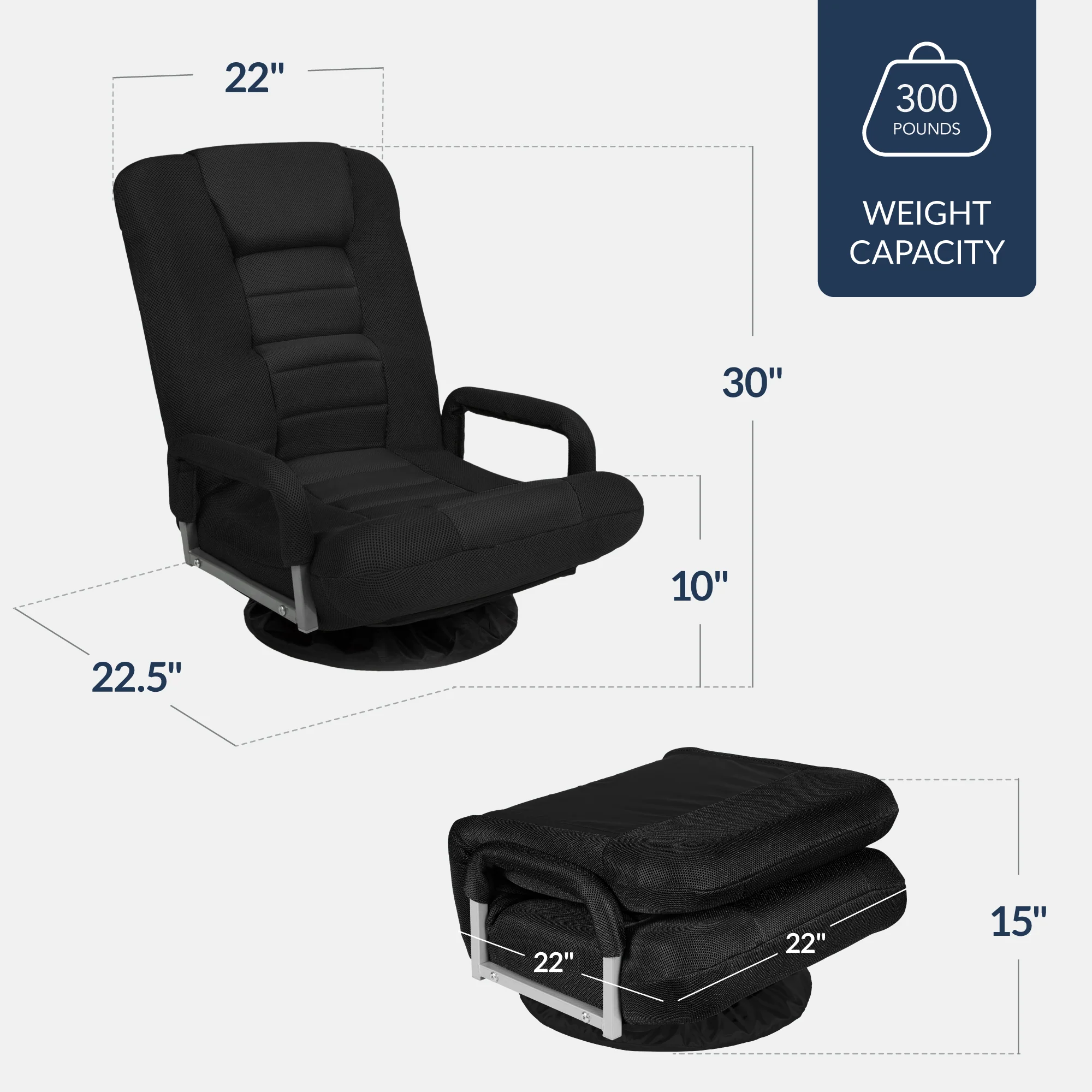 Gaming Floor Chair w/ 360-Degree Swivel, Armrest, Adjustable Backrest - Image 61