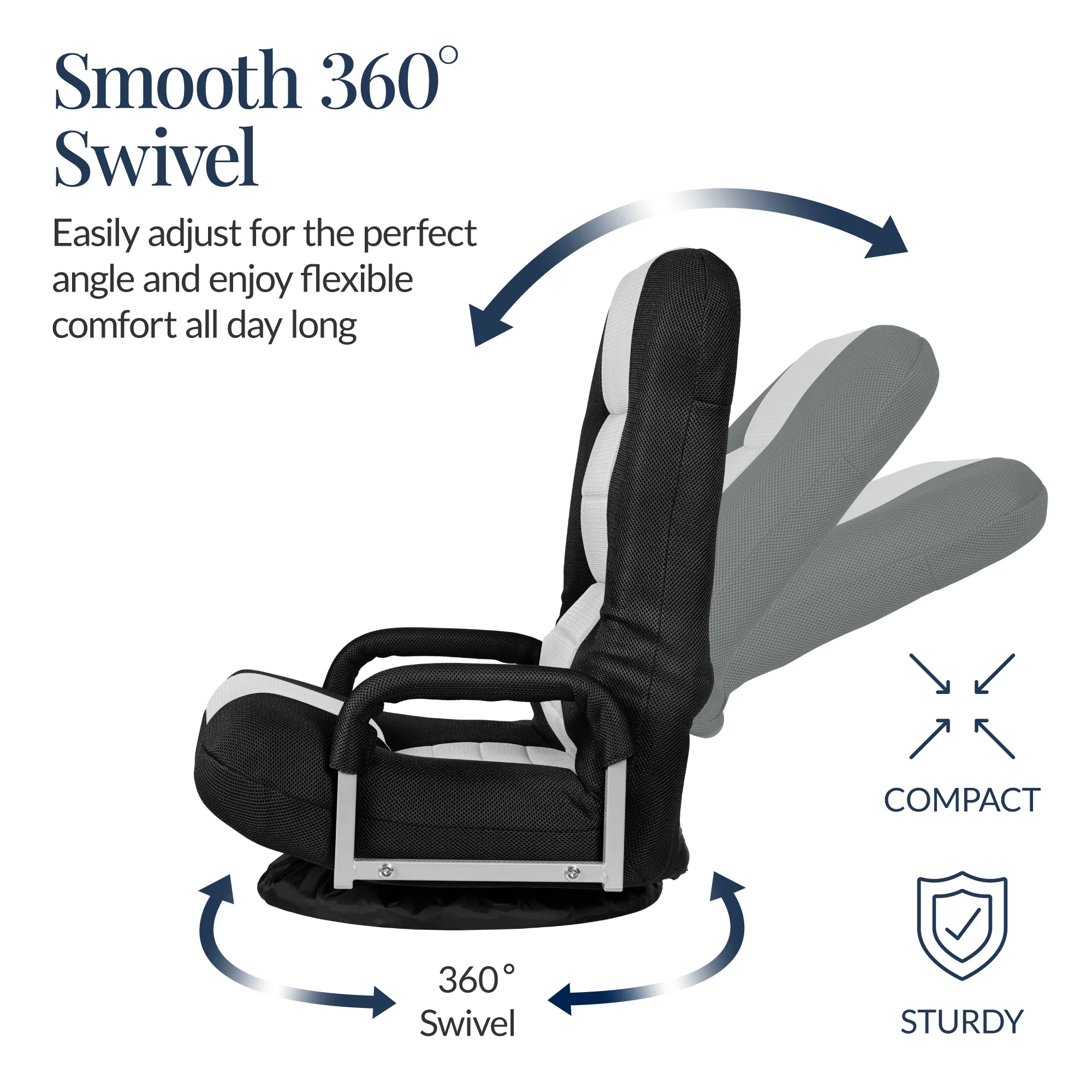 Gaming Floor Chair w/ 360-Degree Swivel, Armrest, Adjustable Backrest - Image 91
