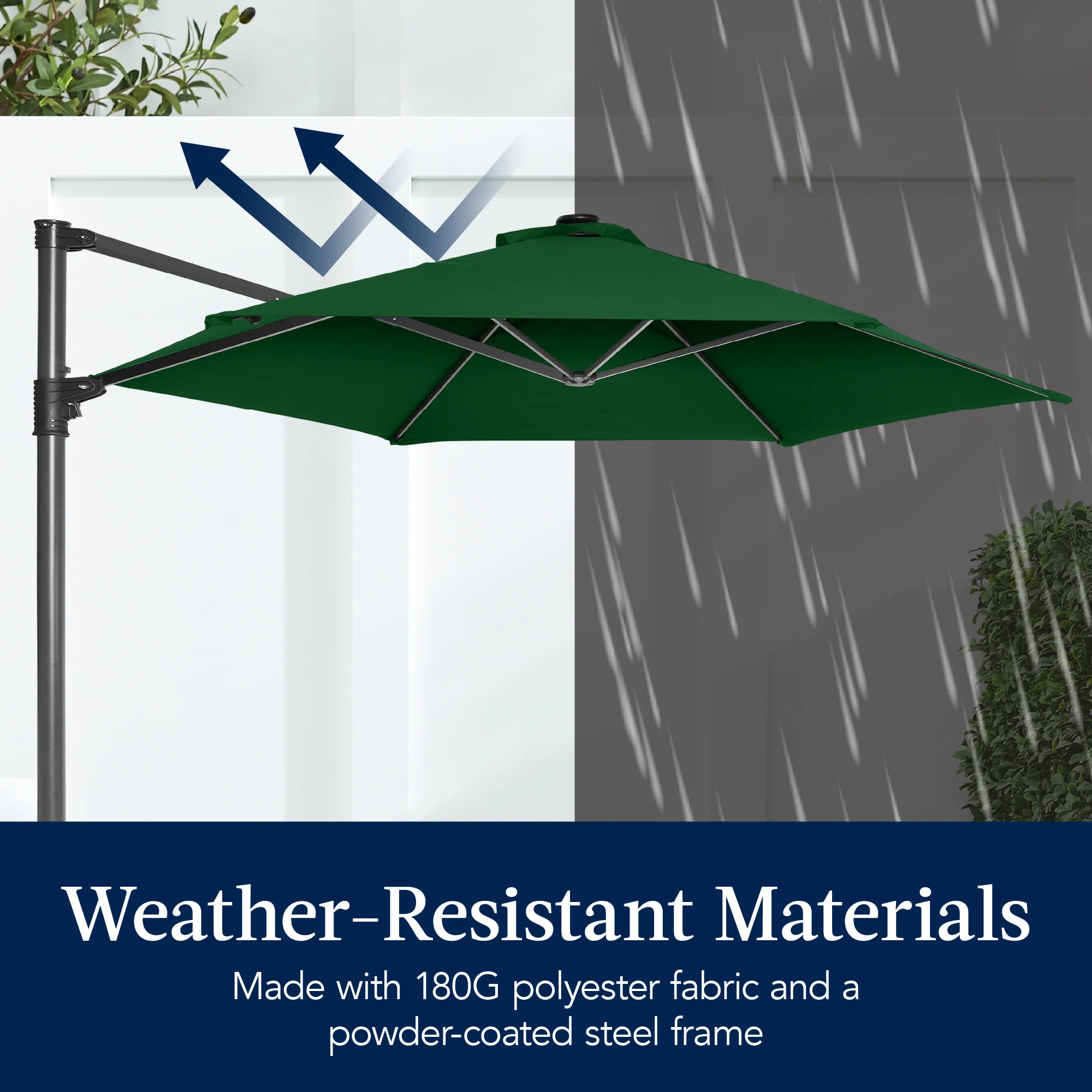 360 LED Rotating Cantilever Offset Patio Umbrella - 10ft - Image 33