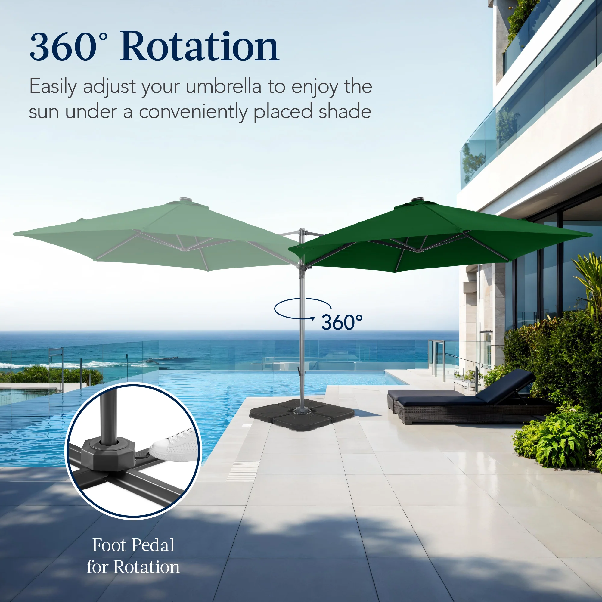 360 Rotating Cantilever Offset Patio Umbrella - 10ft - Image 11