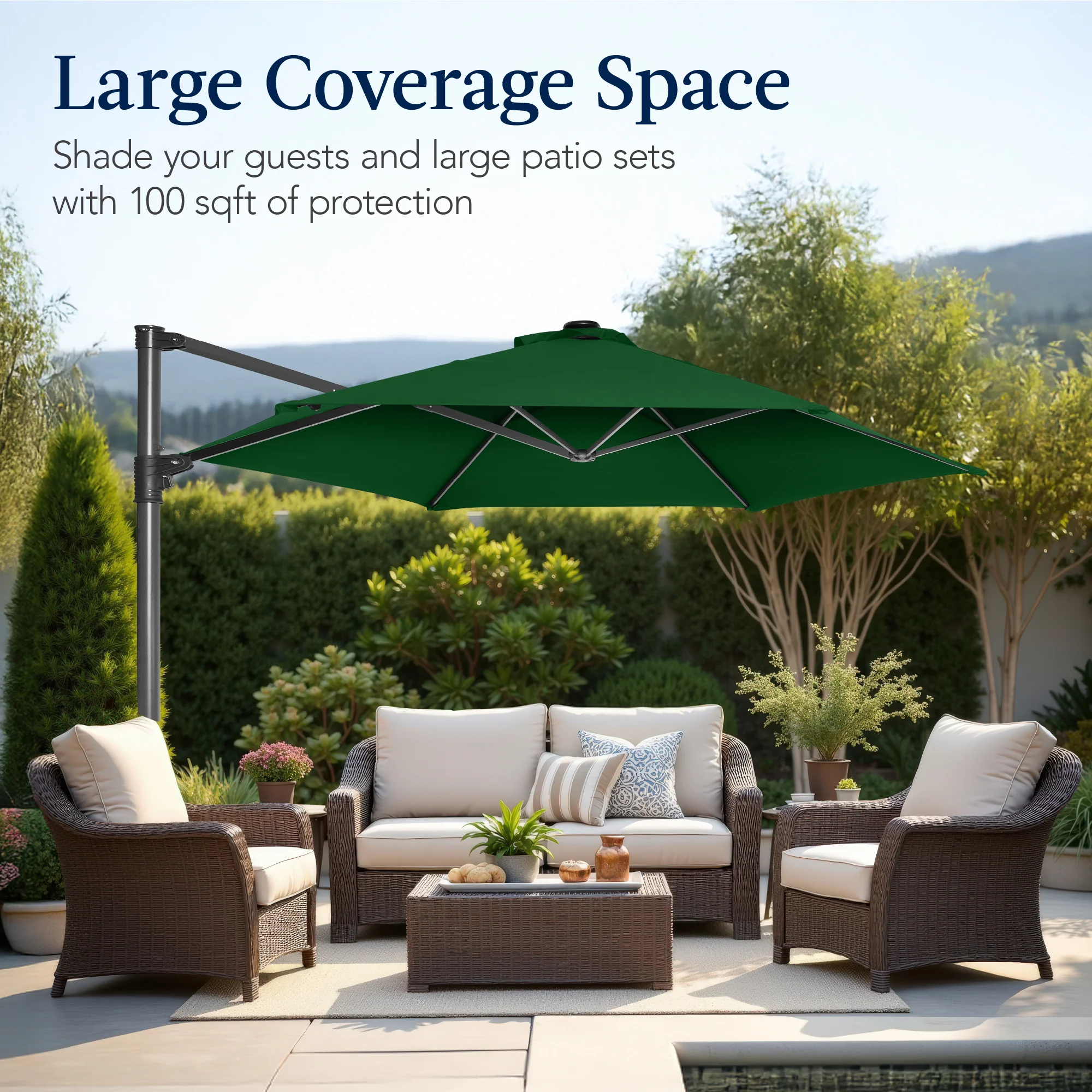 360 Rotating Cantilever Offset Patio Umbrella - 10ft - Image 12