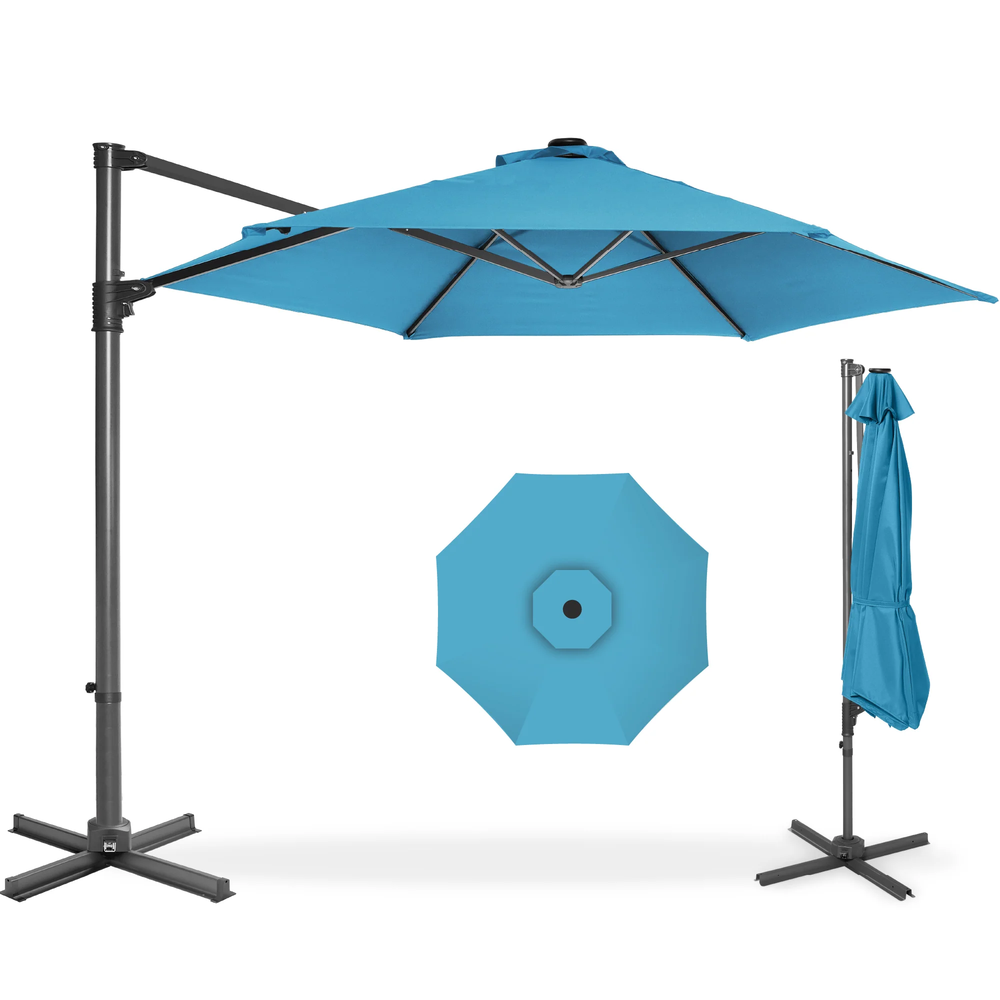 360 Rotating Cantilever Offset Patio Umbrella - 10ft - Image 17
