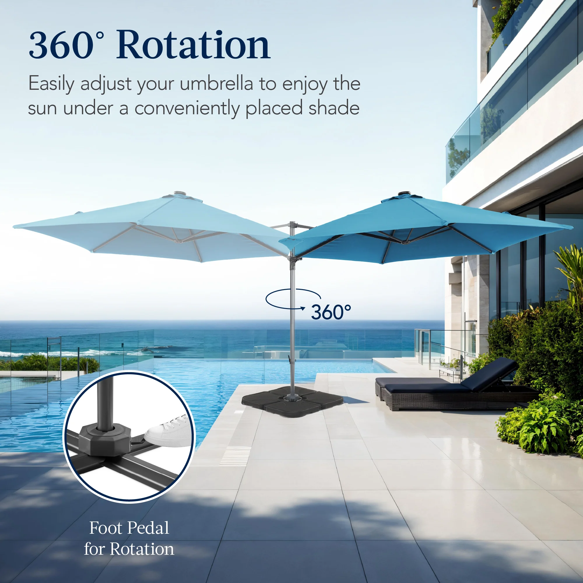 360 Rotating Cantilever Offset Patio Umbrella - 10ft - Image 19