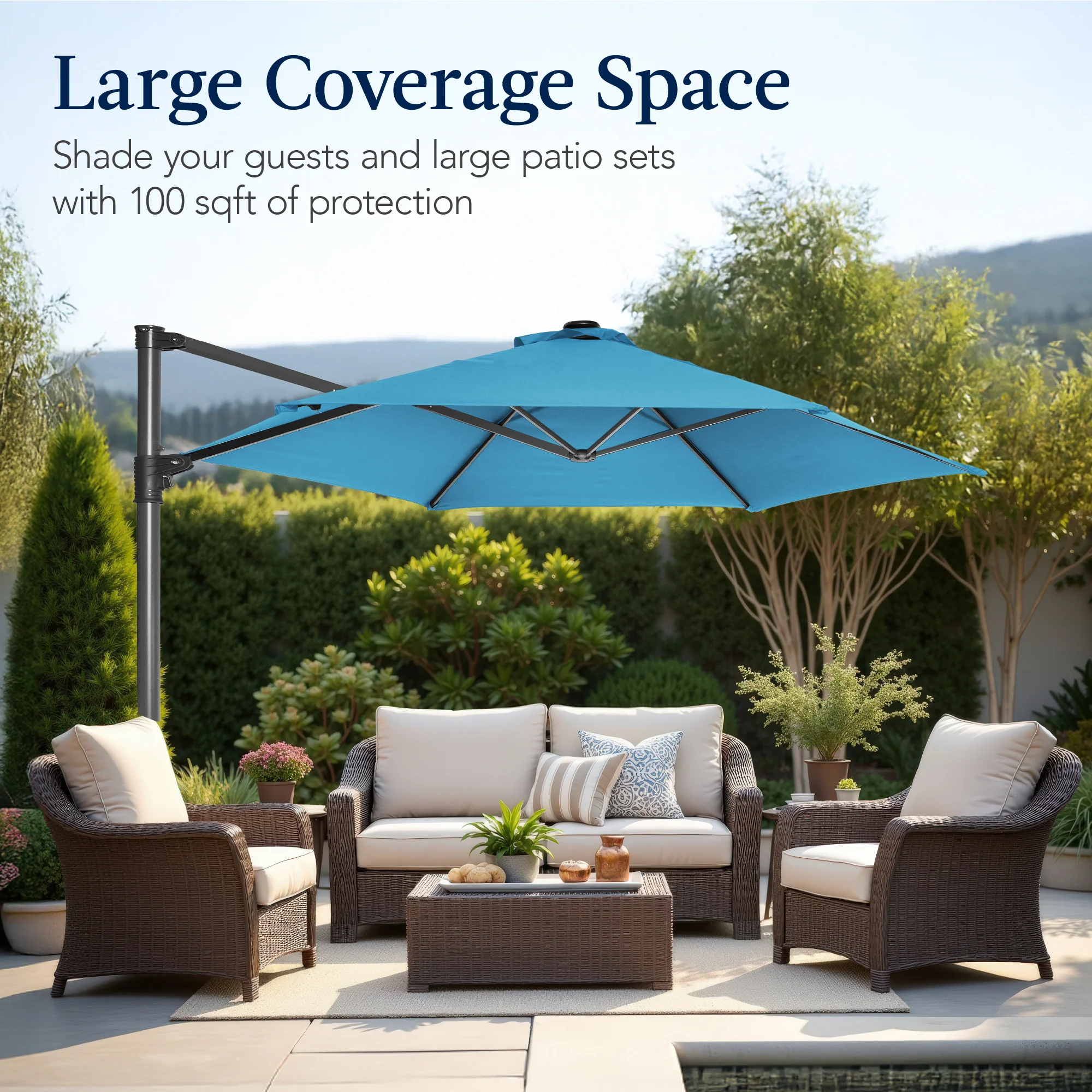360 Rotating Cantilever Offset Patio Umbrella - 10ft - Image 20