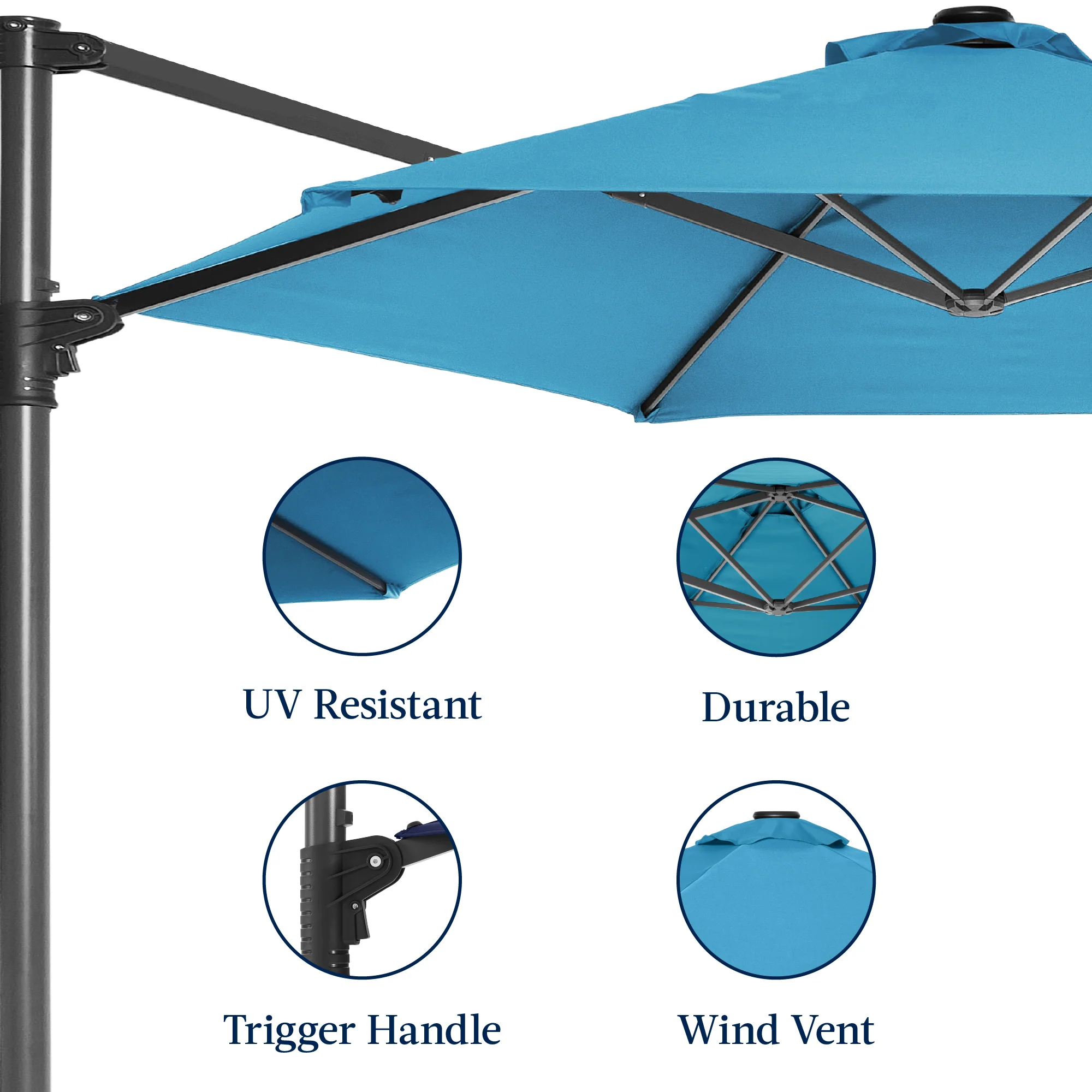360 Rotating Cantilever Offset Patio Umbrella - 10ft - Image 23