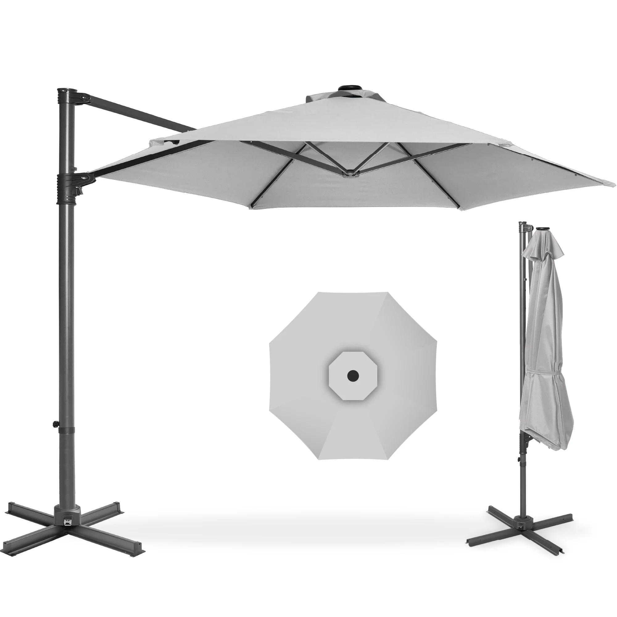 360 Rotating Cantilever Offset Patio Umbrella - 10ft - Image 25