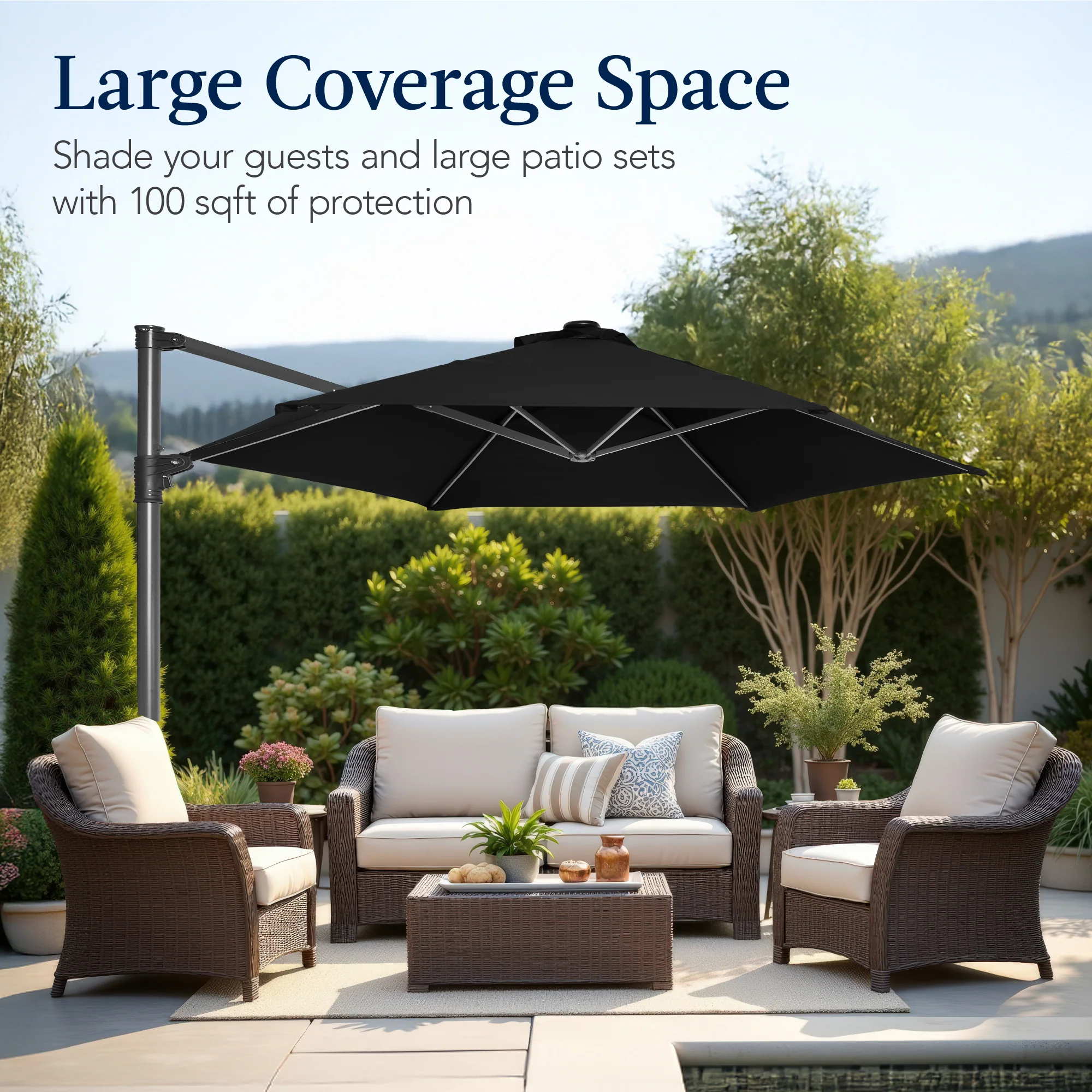 360 Rotating Cantilever Offset Patio Umbrella - 10ft - Image 52