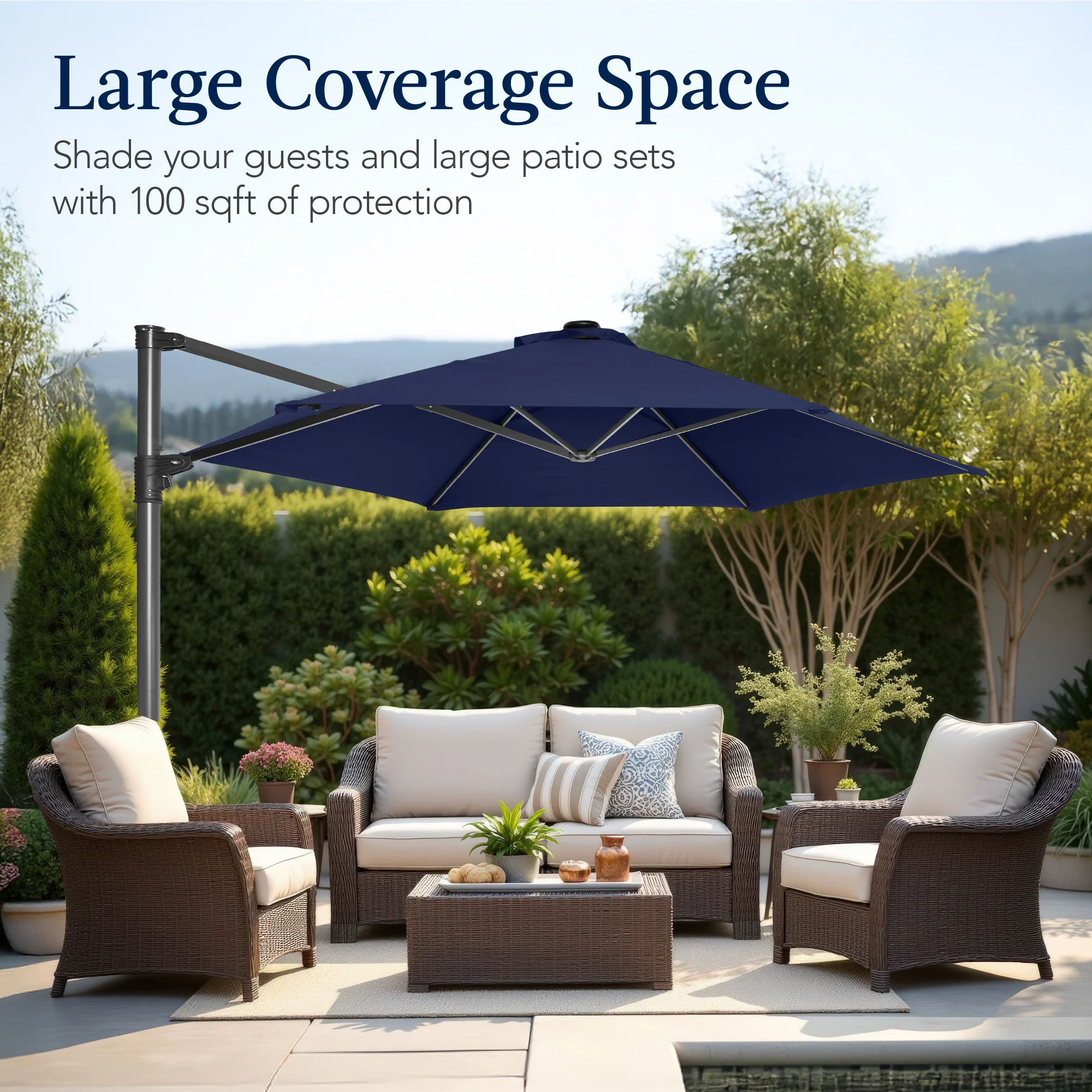360 Rotating Cantilever Offset Patio Umbrella - 10ft - Image 60