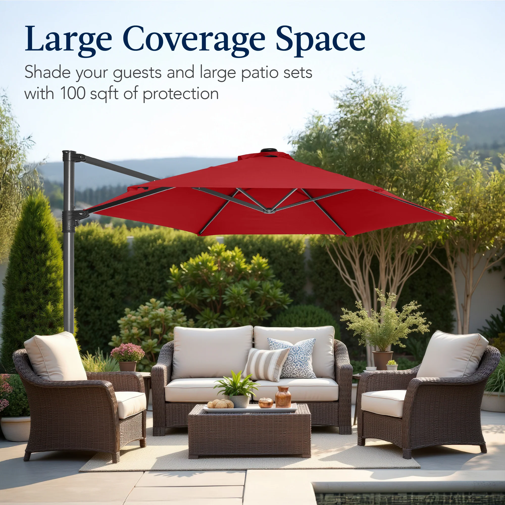 360 Rotating Cantilever Offset Patio Umbrella - 10ft - Image 92