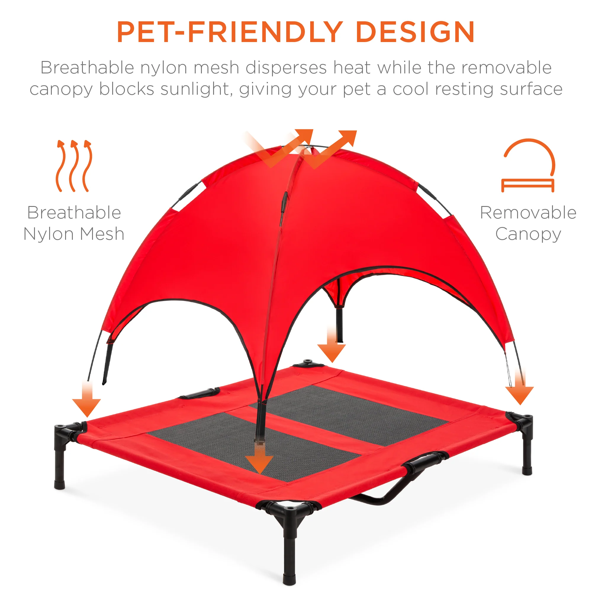36in Outdoor Raised Cooling Pet Dog Bed w/ Canopy, Travel Bag - Image 11