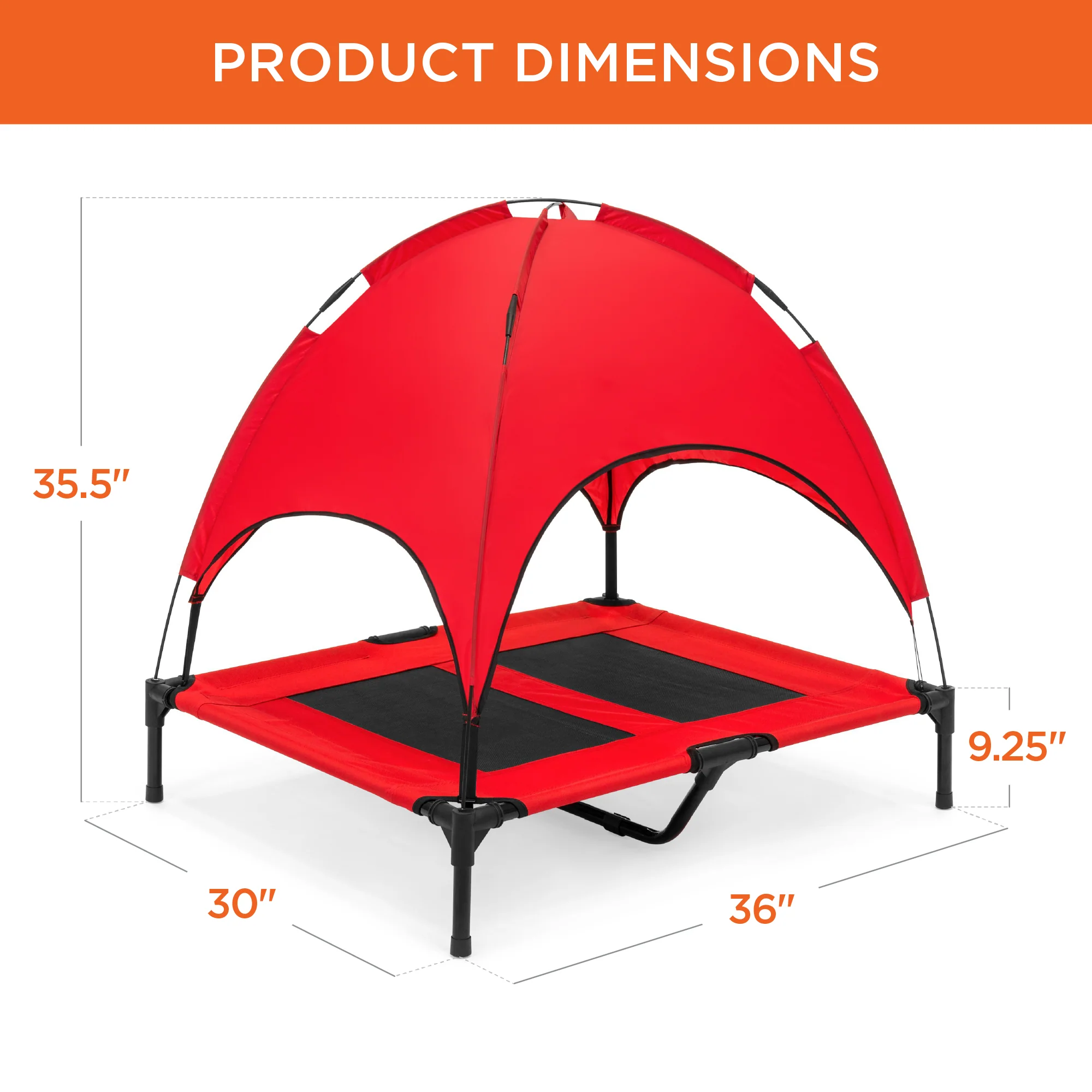 36in Outdoor Raised Cooling Pet Dog Bed w/ Canopy, Travel Bag - Image 14