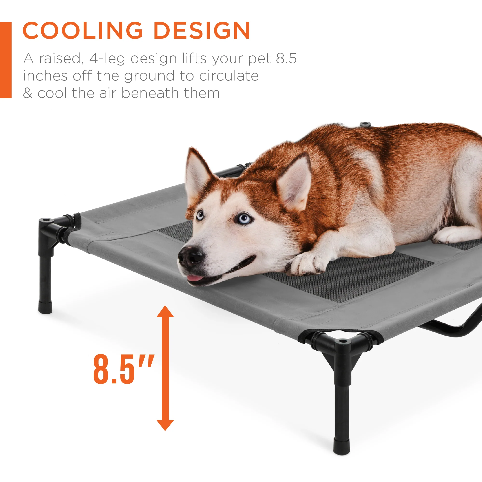 36in Outdoor Raised Cooling Pet Dog Bed w/ Canopy, Travel Bag - Image 3