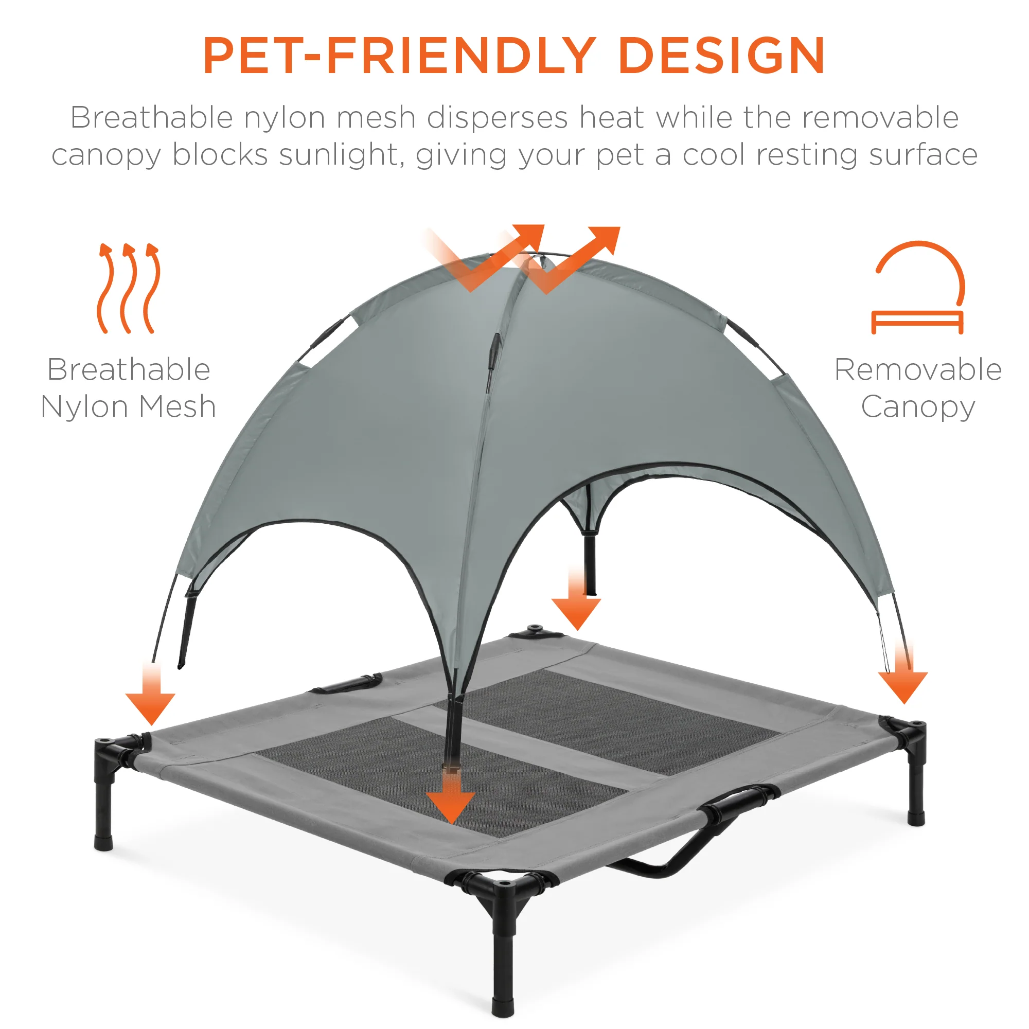36in Outdoor Raised Cooling Pet Dog Bed w/ Canopy, Travel Bag - Image 4