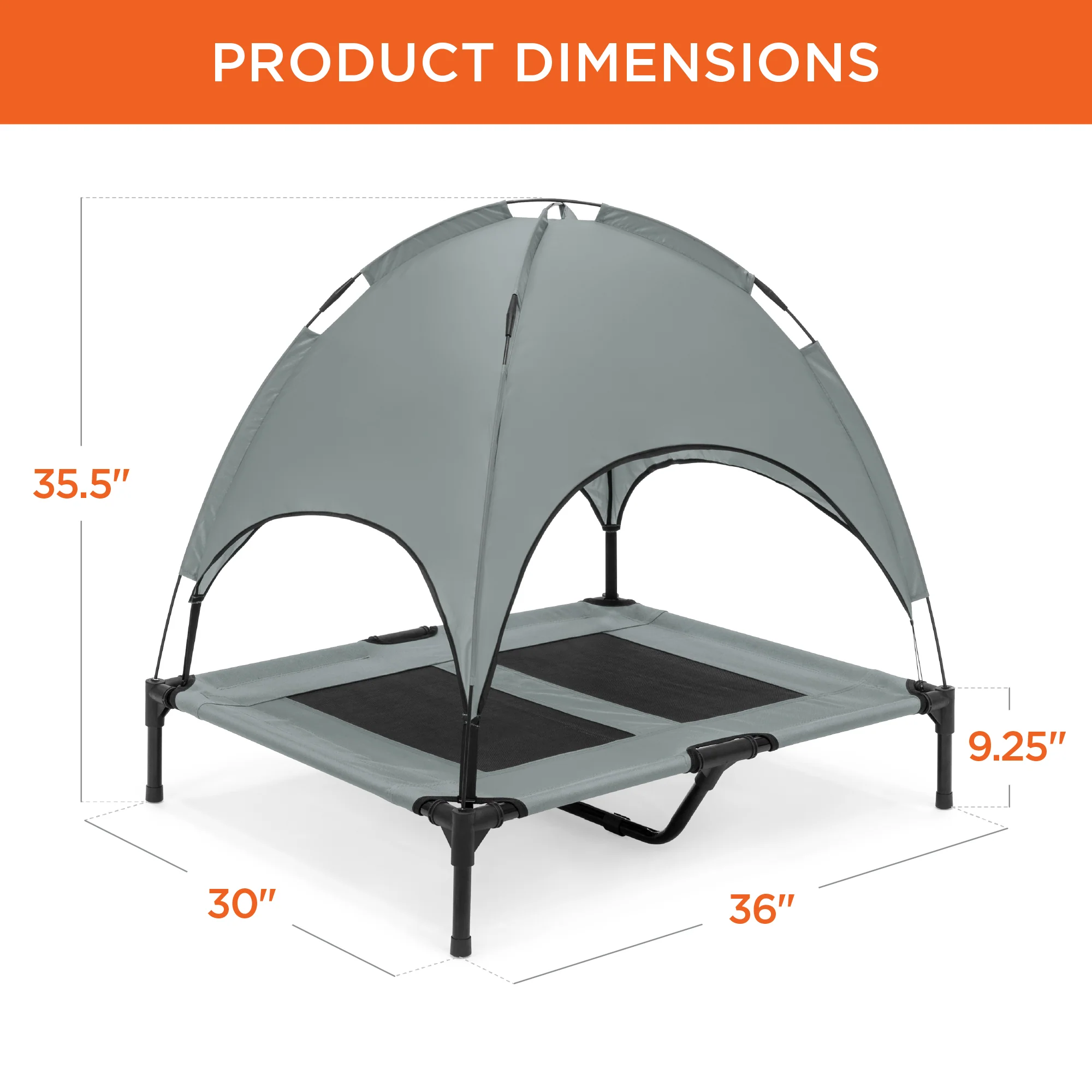36in Outdoor Raised Cooling Pet Dog Bed w/ Canopy, Travel Bag - Image 7