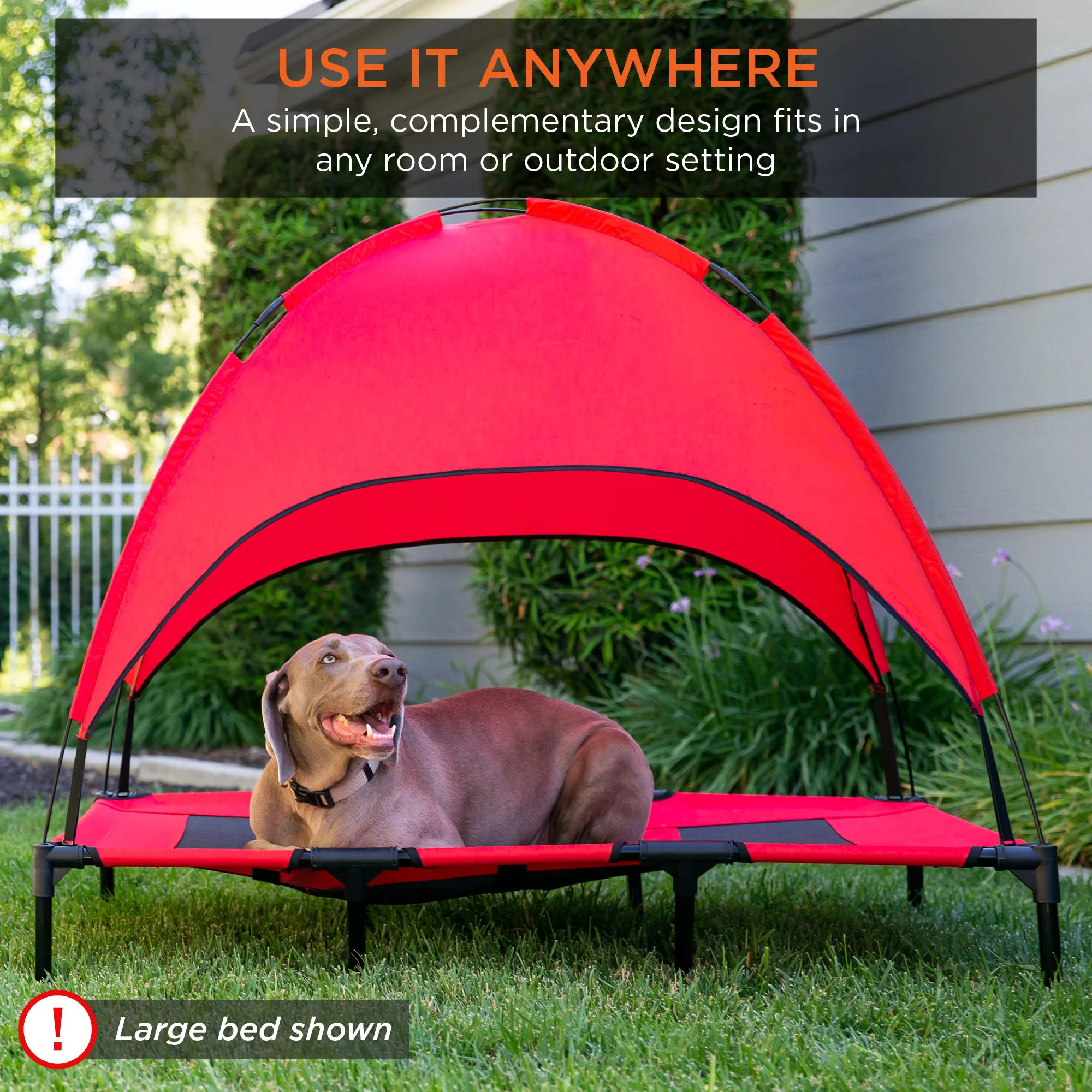36in Outdoor Raised Cooling Pet Dog Bed w/ Canopy, Travel Bag - Image 9
