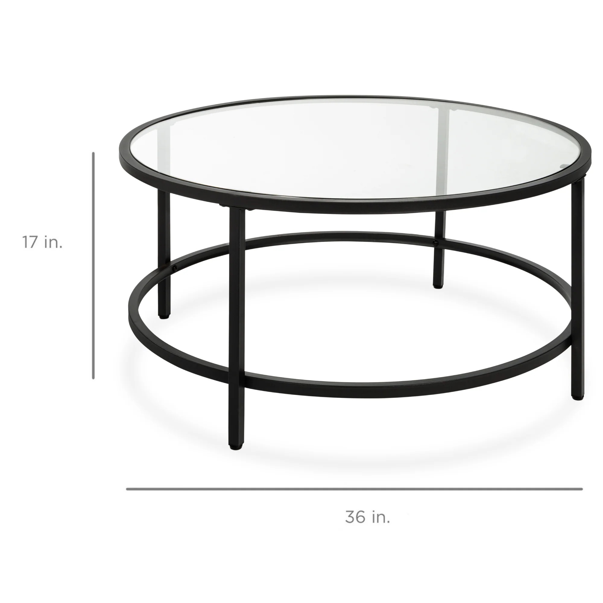 Round Tempered Glass Coffee Table w/ Steel Frame - 36in - Image 21