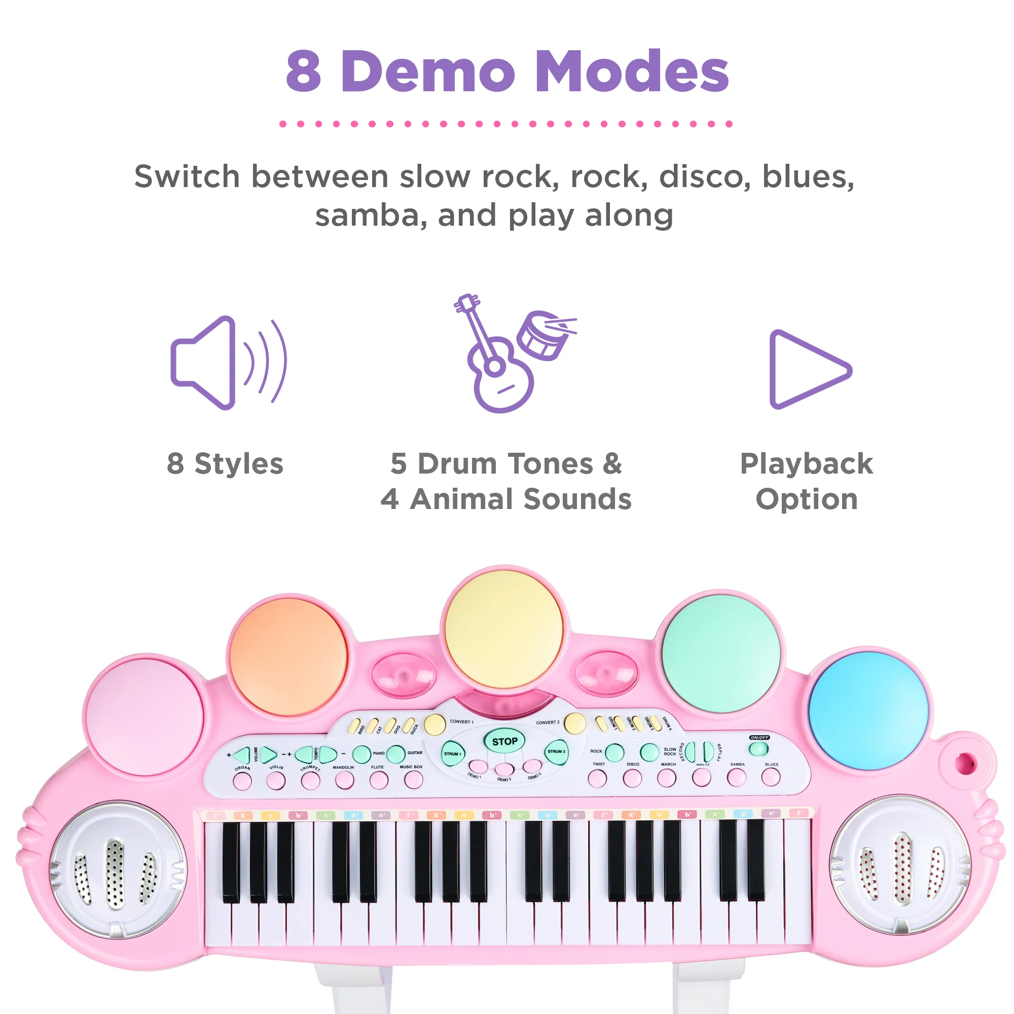 37-Key Kids Electric Keyboard w/ Microphone, Stool - Image 10