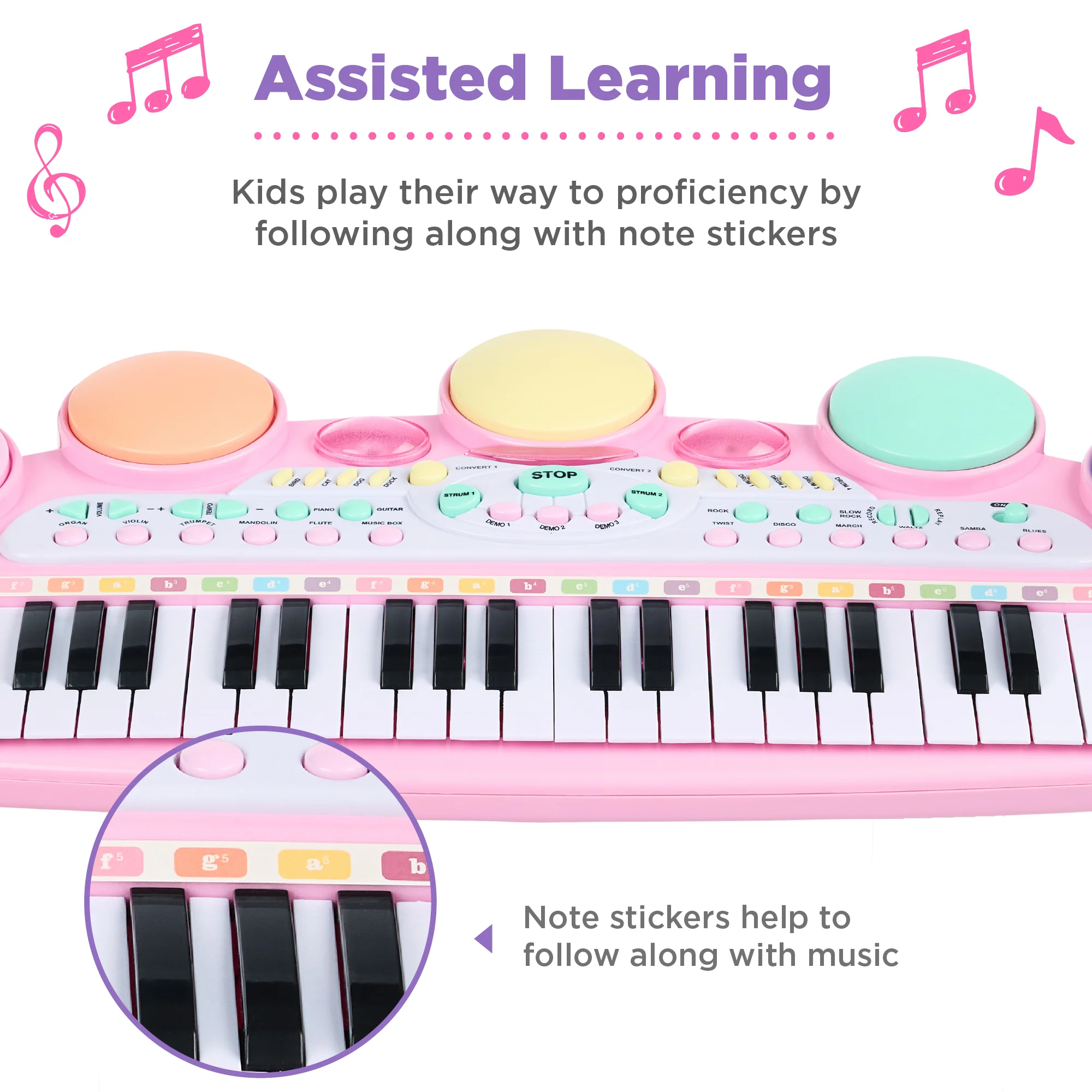 37-Key Kids Electric Keyboard w/ Microphone, Stool - Image 11
