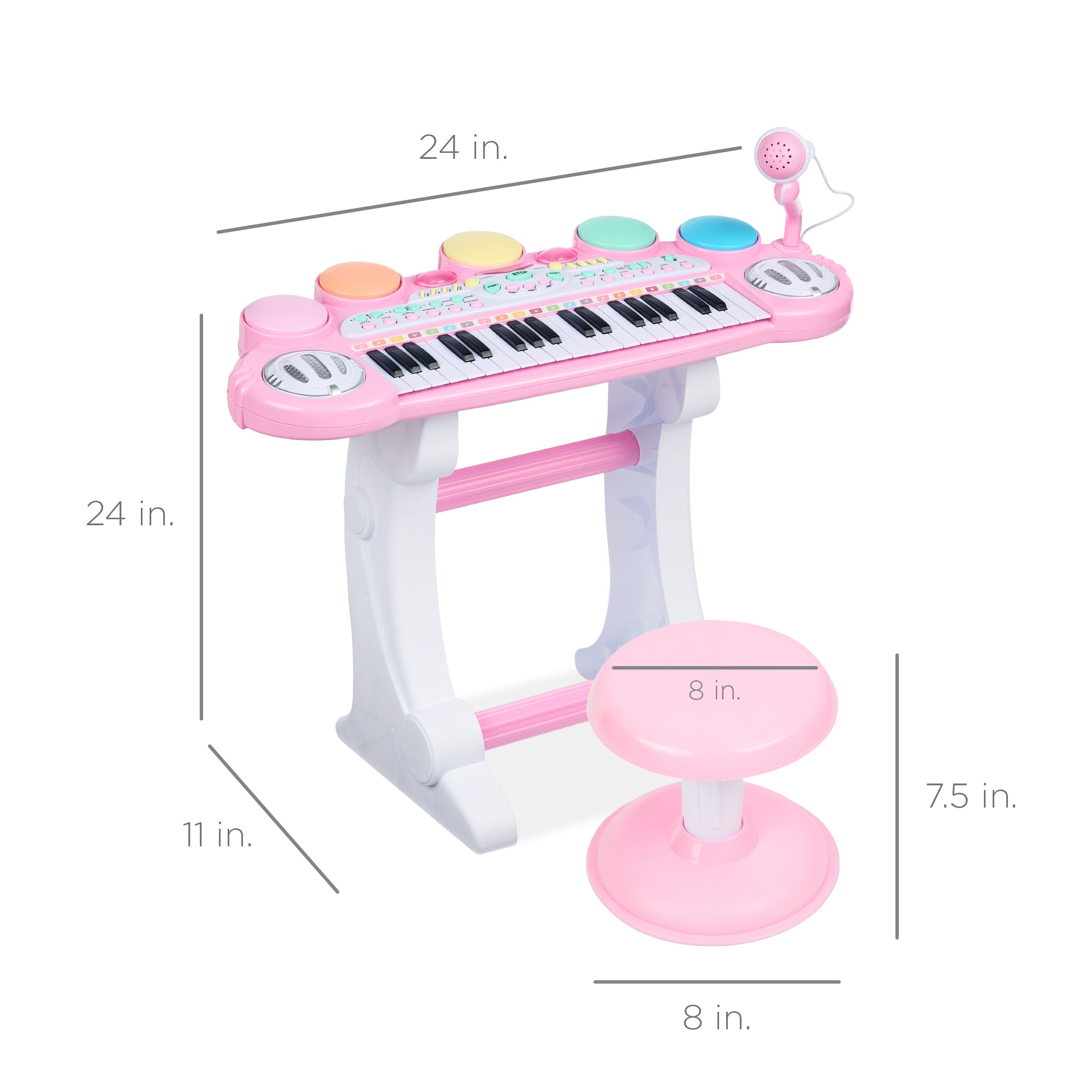 37-Key Kids Electric Keyboard w/ Microphone, Stool - Image 14