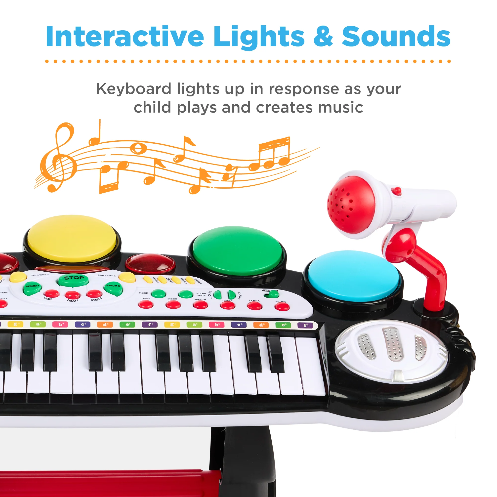 37-Key Kids Electric Keyboard w/ Microphone, Stool - Image 16