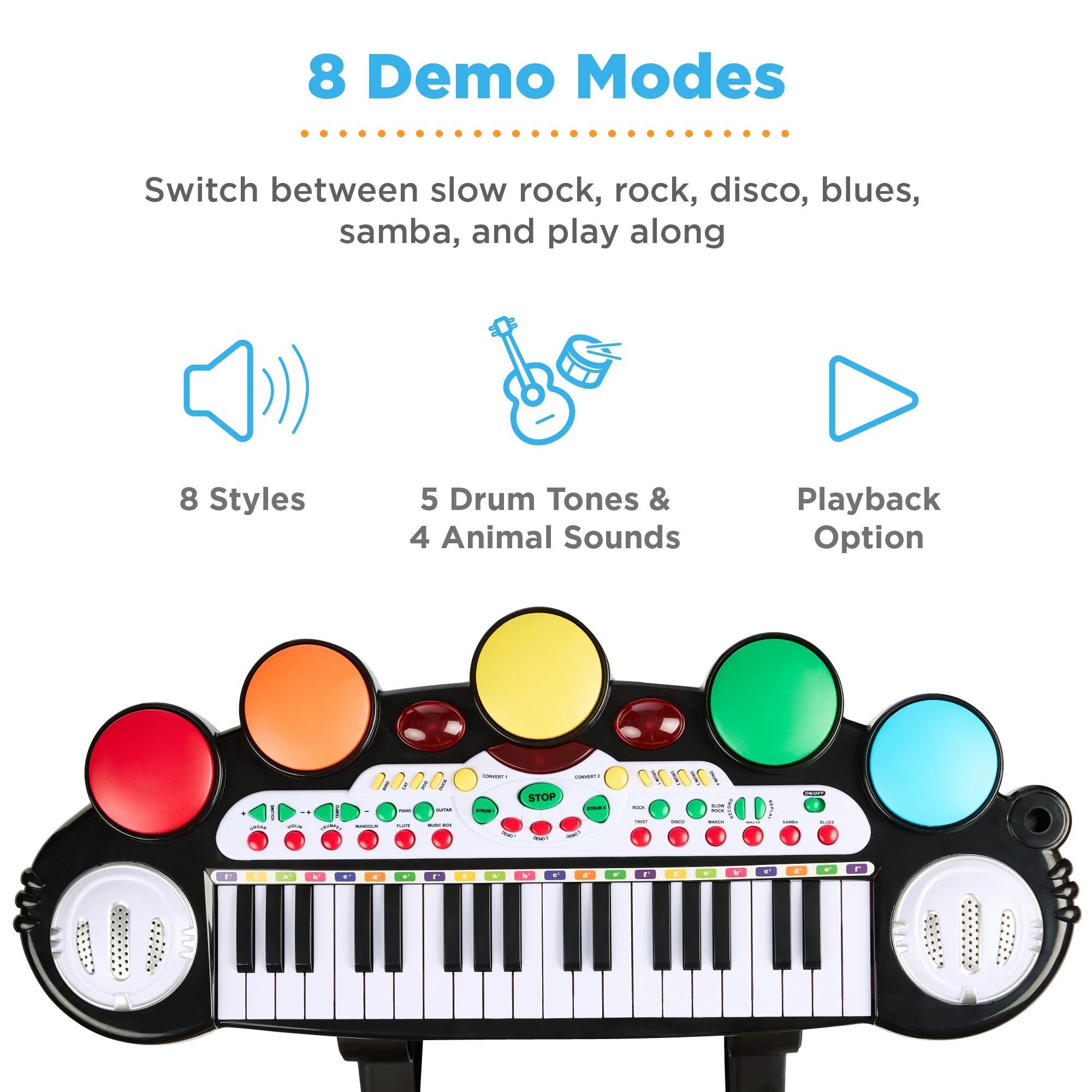 37-Key Kids Electric Keyboard w/ Microphone, Stool - Image 17