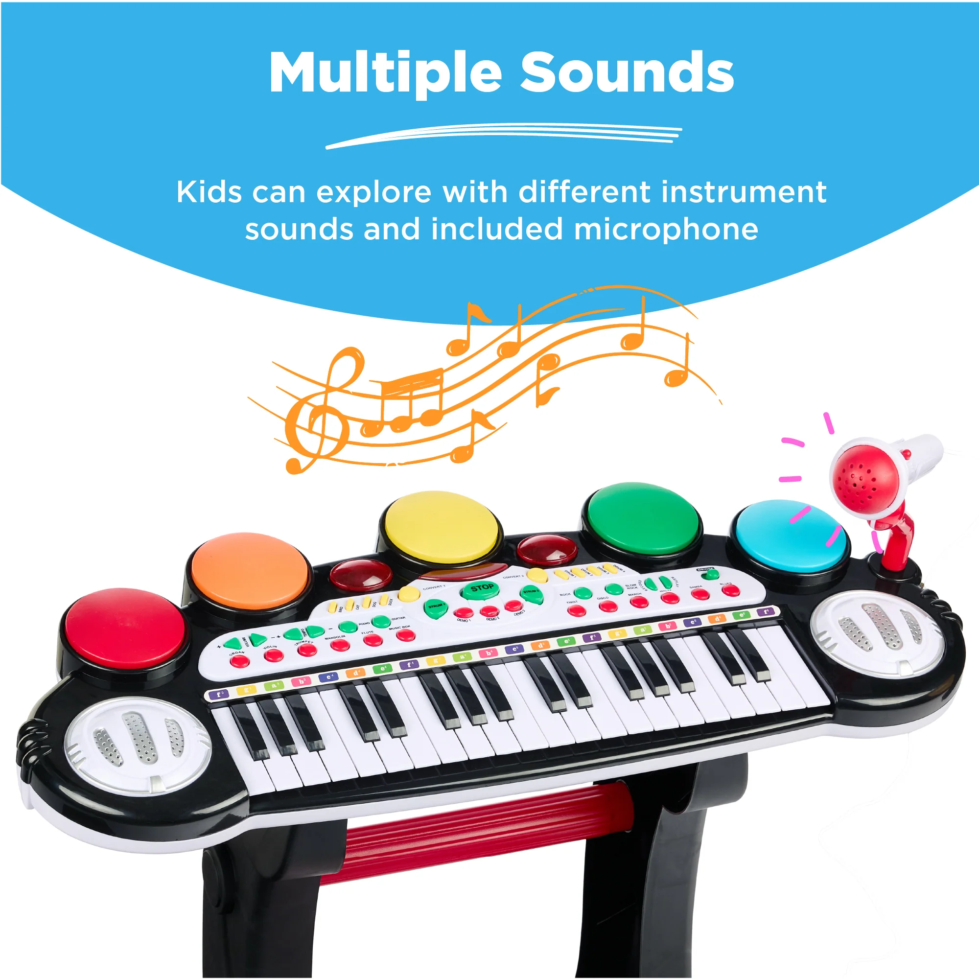 37-Key Kids Electric Keyboard w/ Microphone, Stool - Image 19