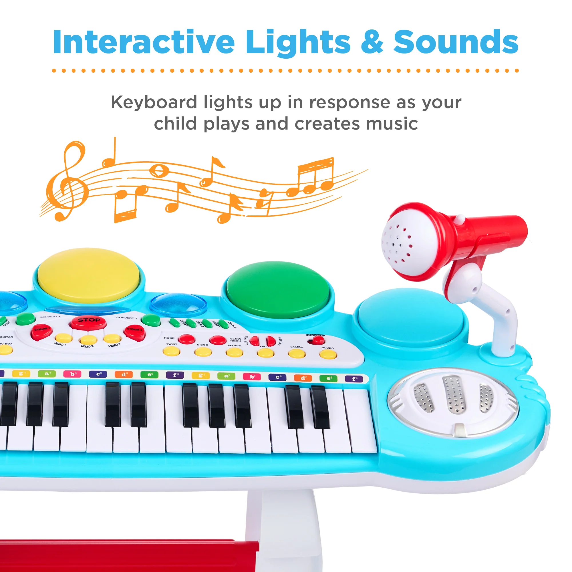37-Key Kids Electric Keyboard w/ Microphone, Stool - Image 23