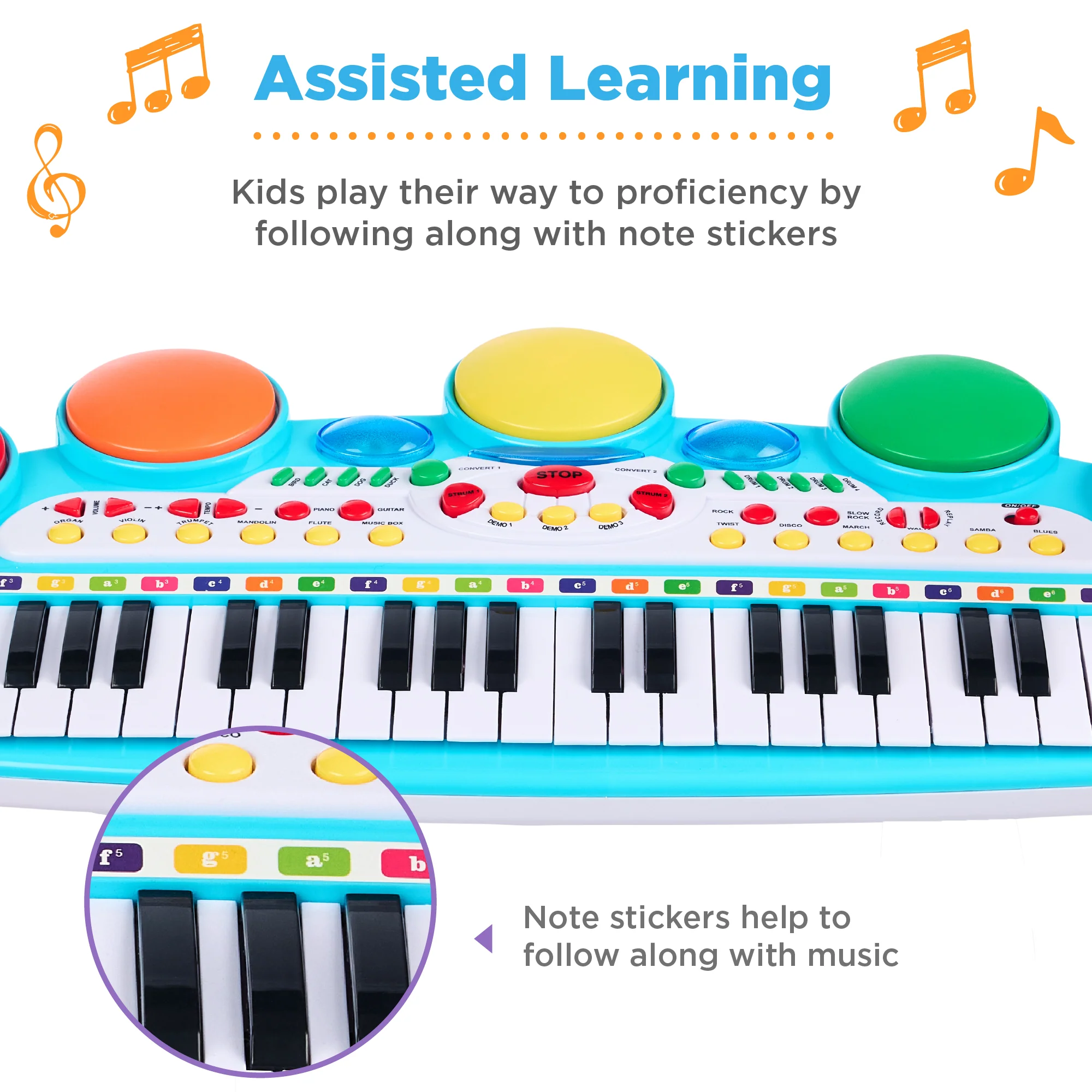 37-Key Kids Electric Keyboard w/ Microphone, Stool - Image 25
