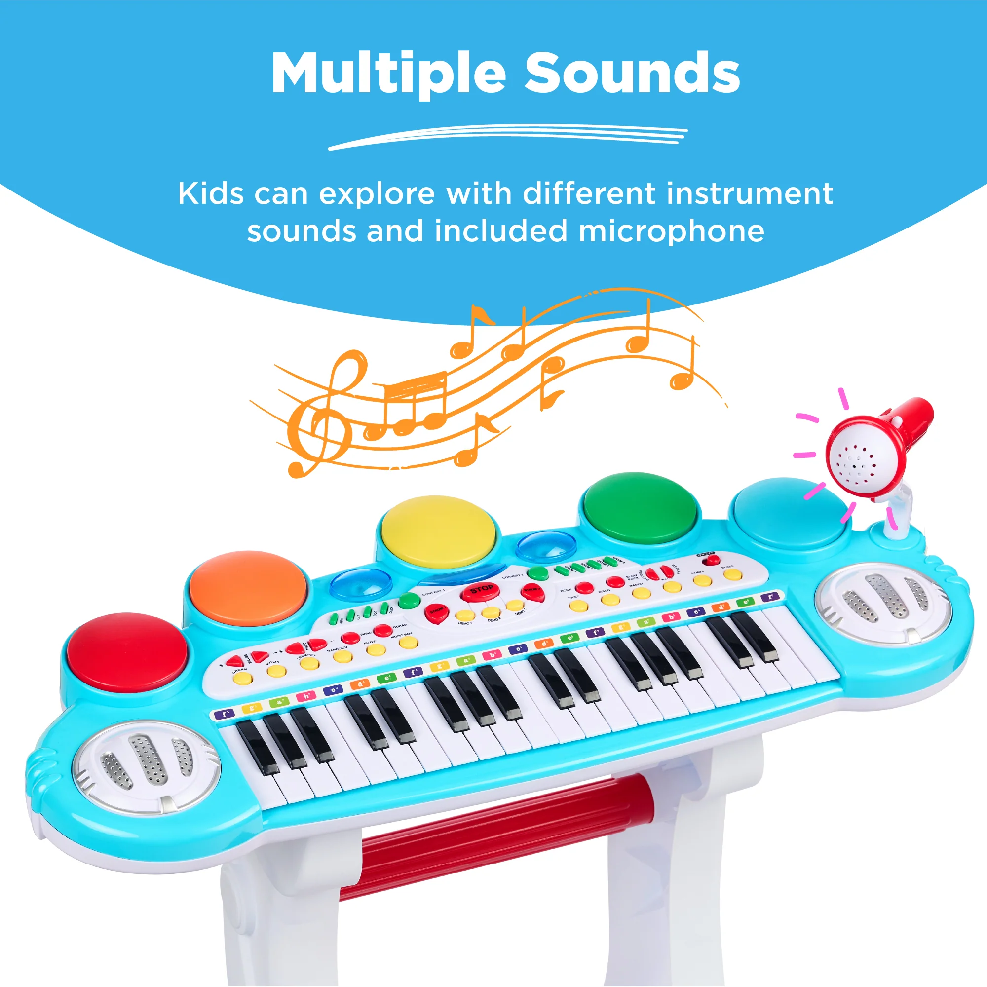 37-Key Kids Electric Keyboard w/ Microphone, Stool - Image 26
