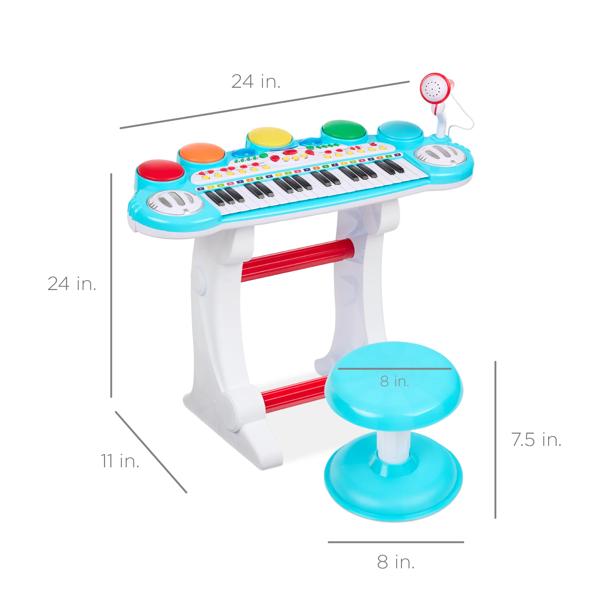 37-Key Kids Electric Keyboard w/ Microphone, Stool - Image 28