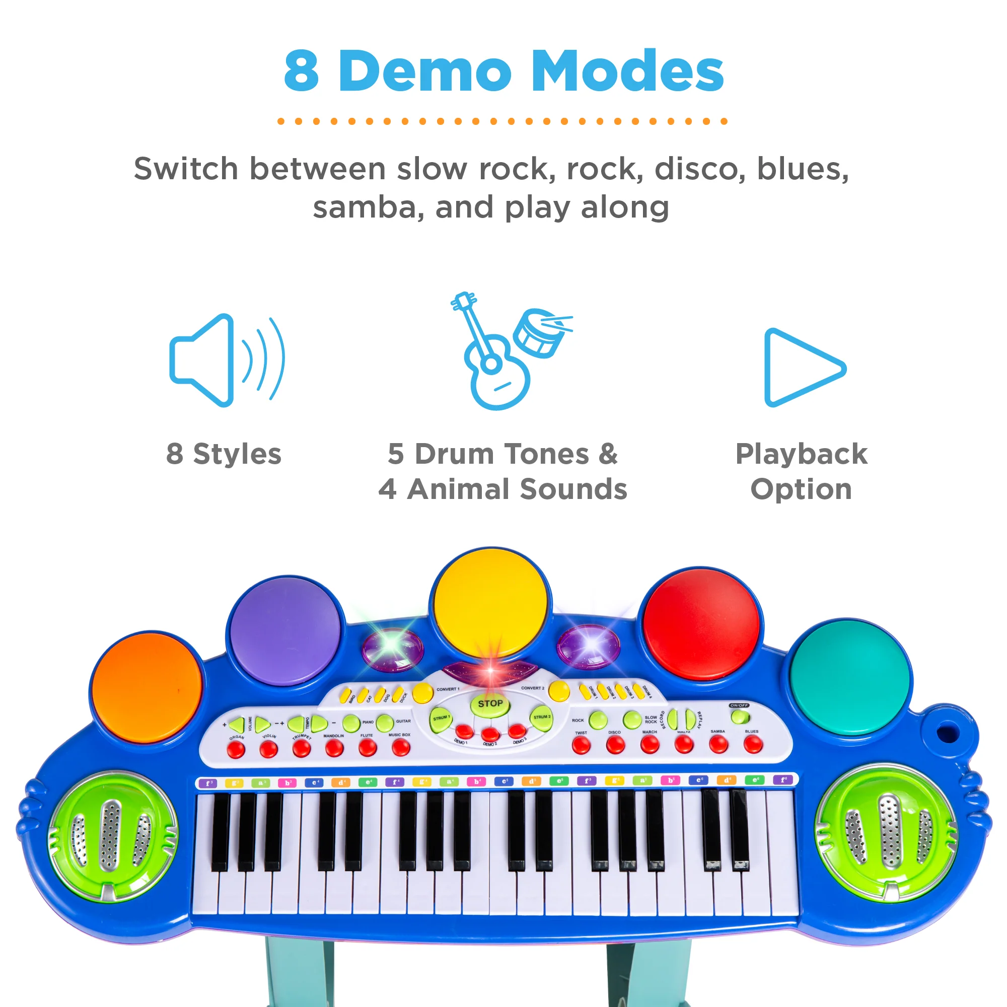 37-Key Kids Electric Keyboard w/ Microphone, Stool - Image 31