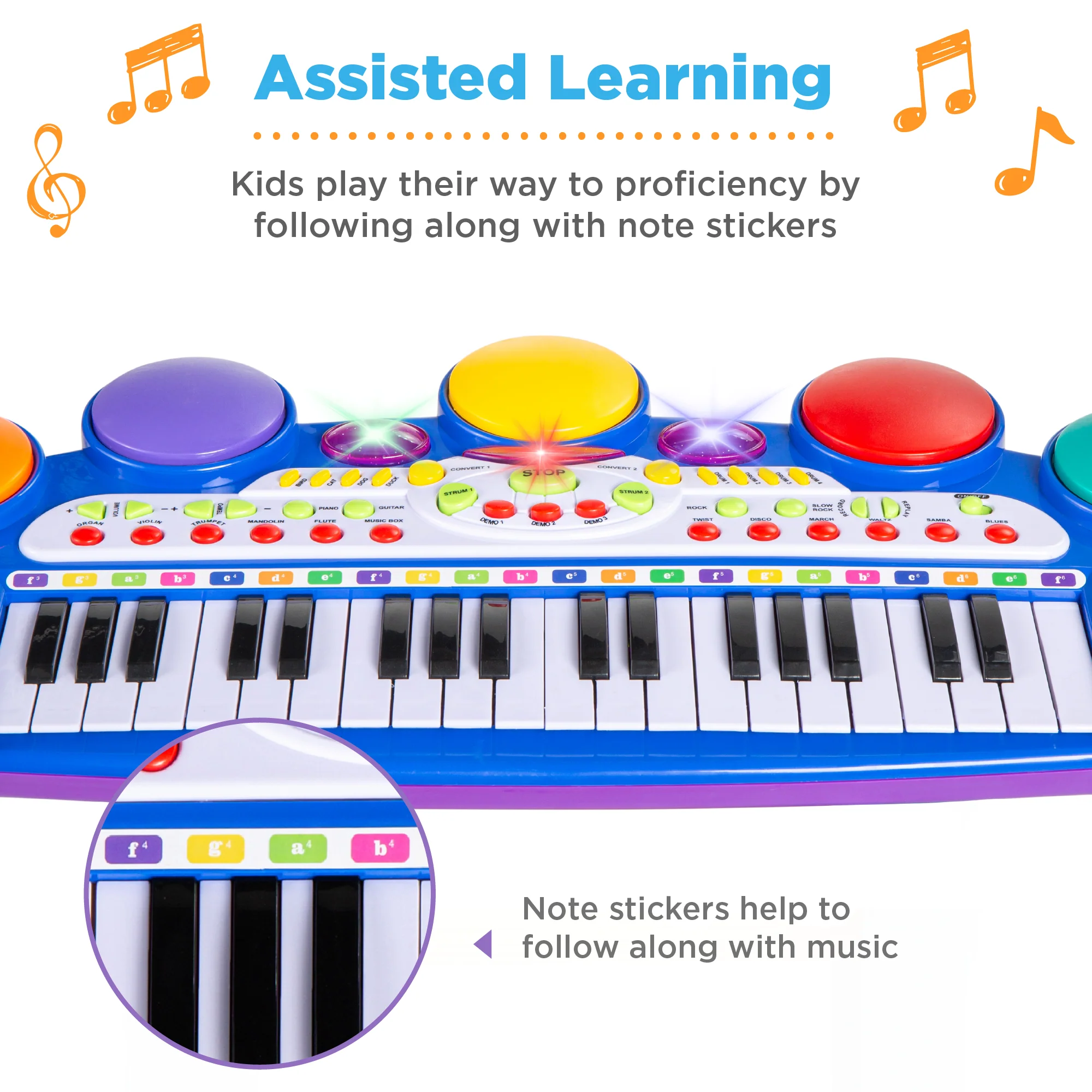 37-Key Kids Electric Keyboard w/ Microphone, Stool - Image 32